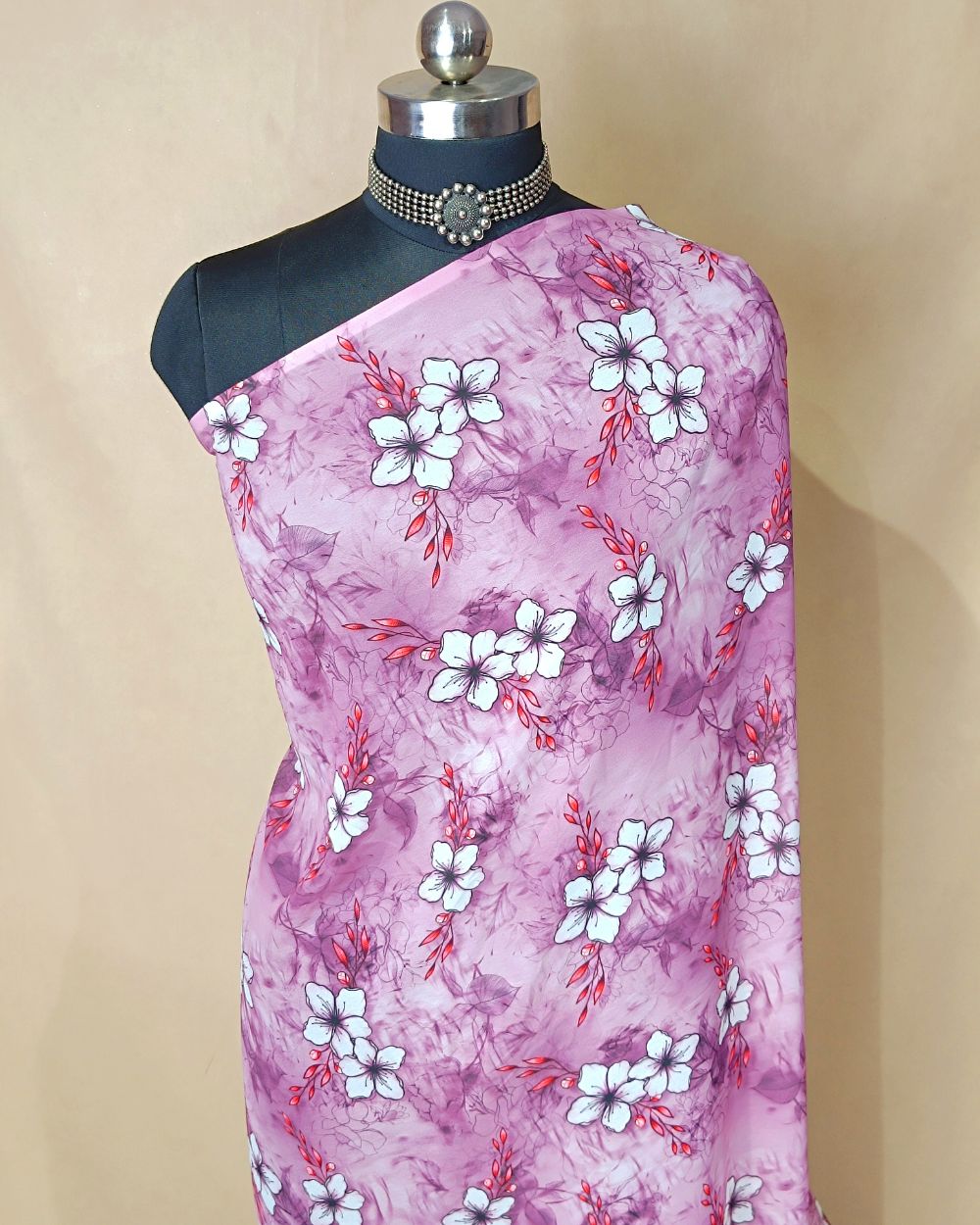 Fox Georgette Digital Print Onion Pink Colour 48 Inches Width