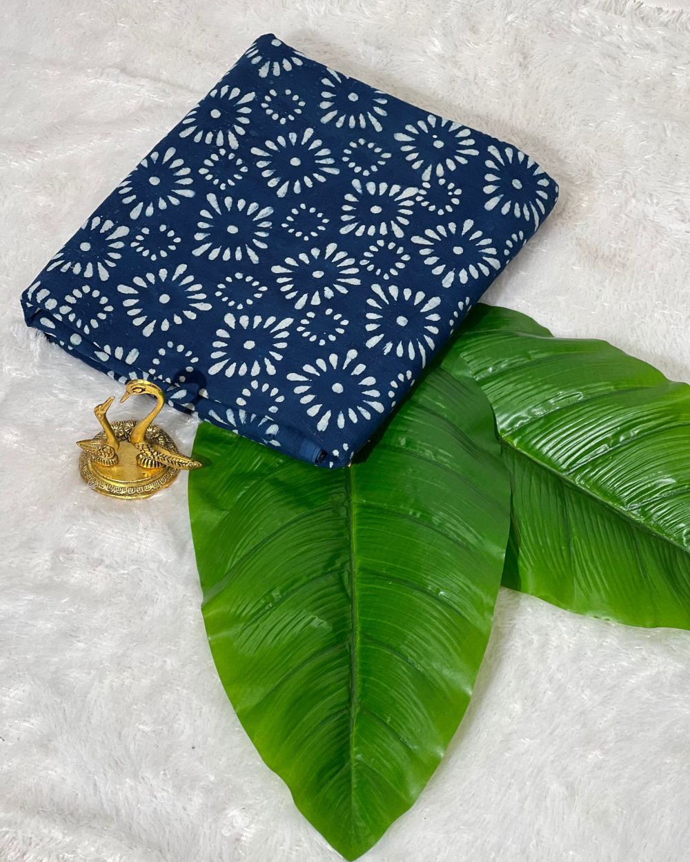 Hand Block Printed Cotton Indigo Blue Colour 44 Inches Width