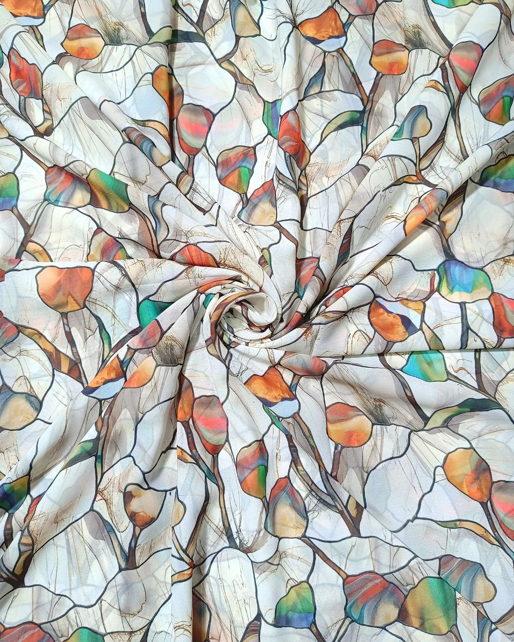 Fox Georgette Digital Print Off White Colour 48 Inches Width