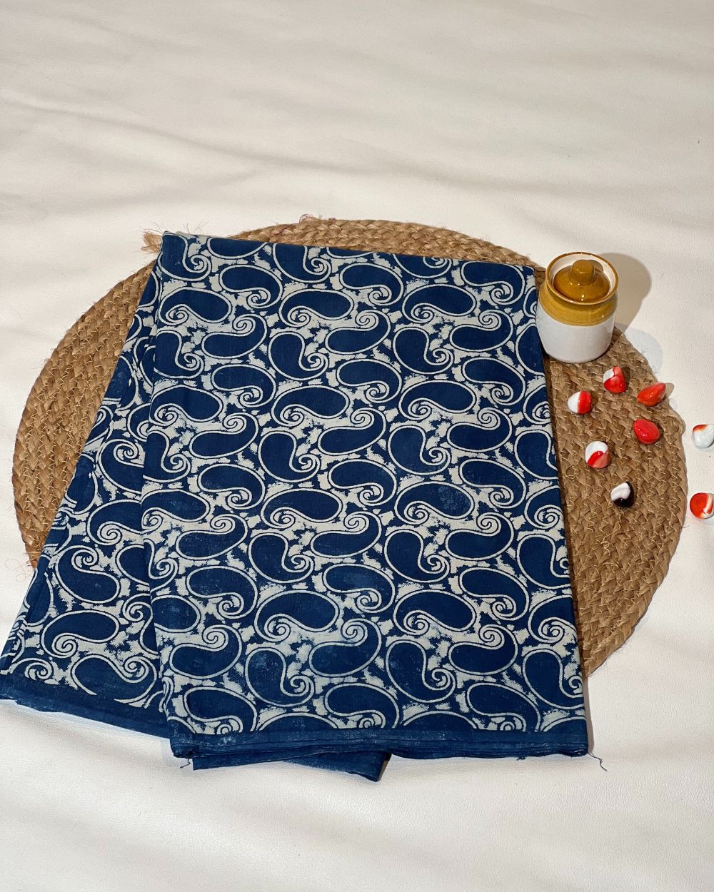 Hand Block Printed Cotton Indigo Blue Colour 44 Inches Width