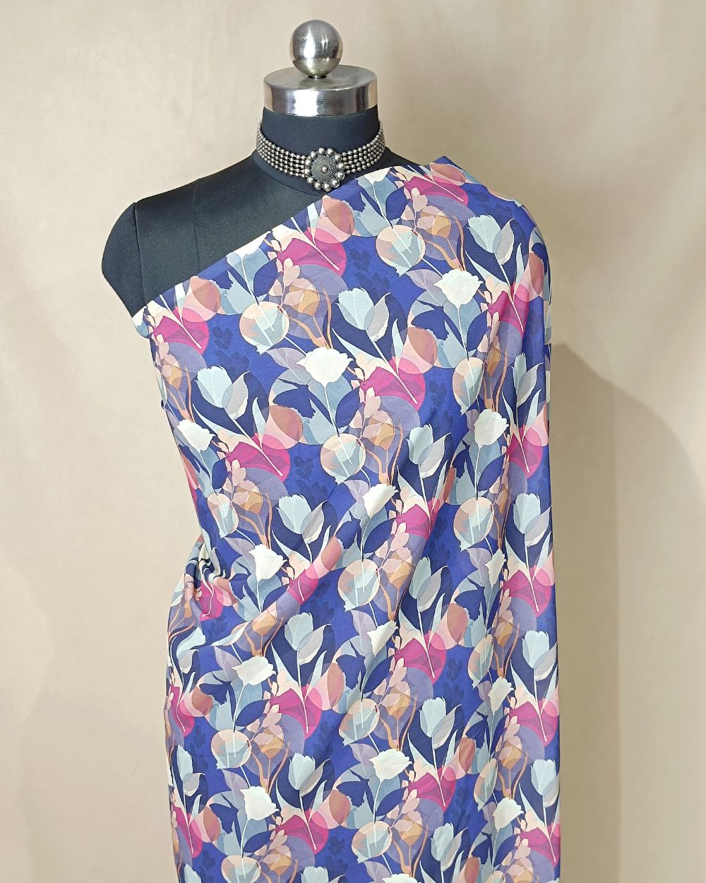 Fox Georgette Digital Print Navy Blue Colour 48 Inches Width