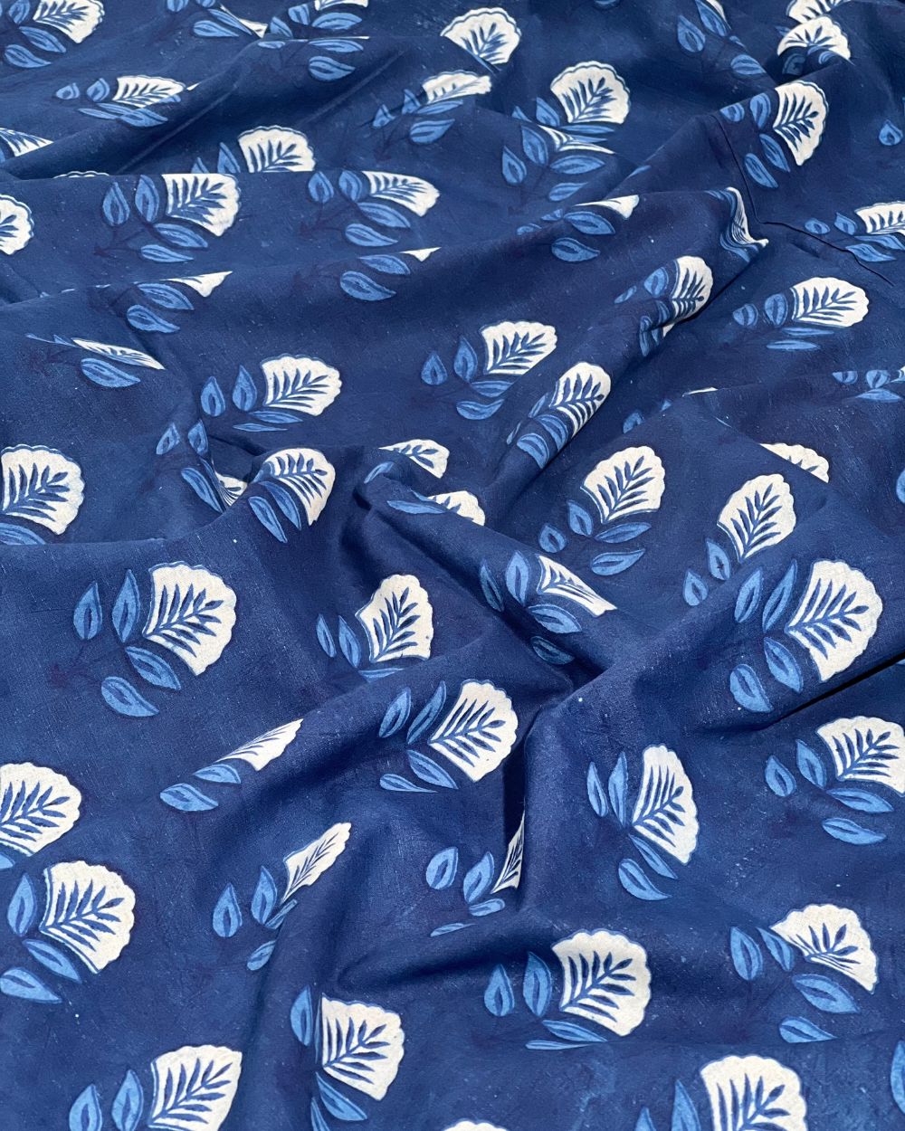 Hand Block Printed Cotton Indigo Blue Colour 44 Inches Width