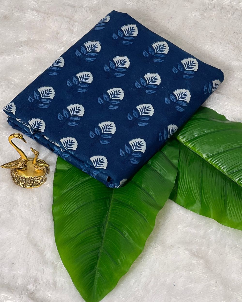 Hand Block Printed Cotton Indigo Blue Colour 44 Inches Width