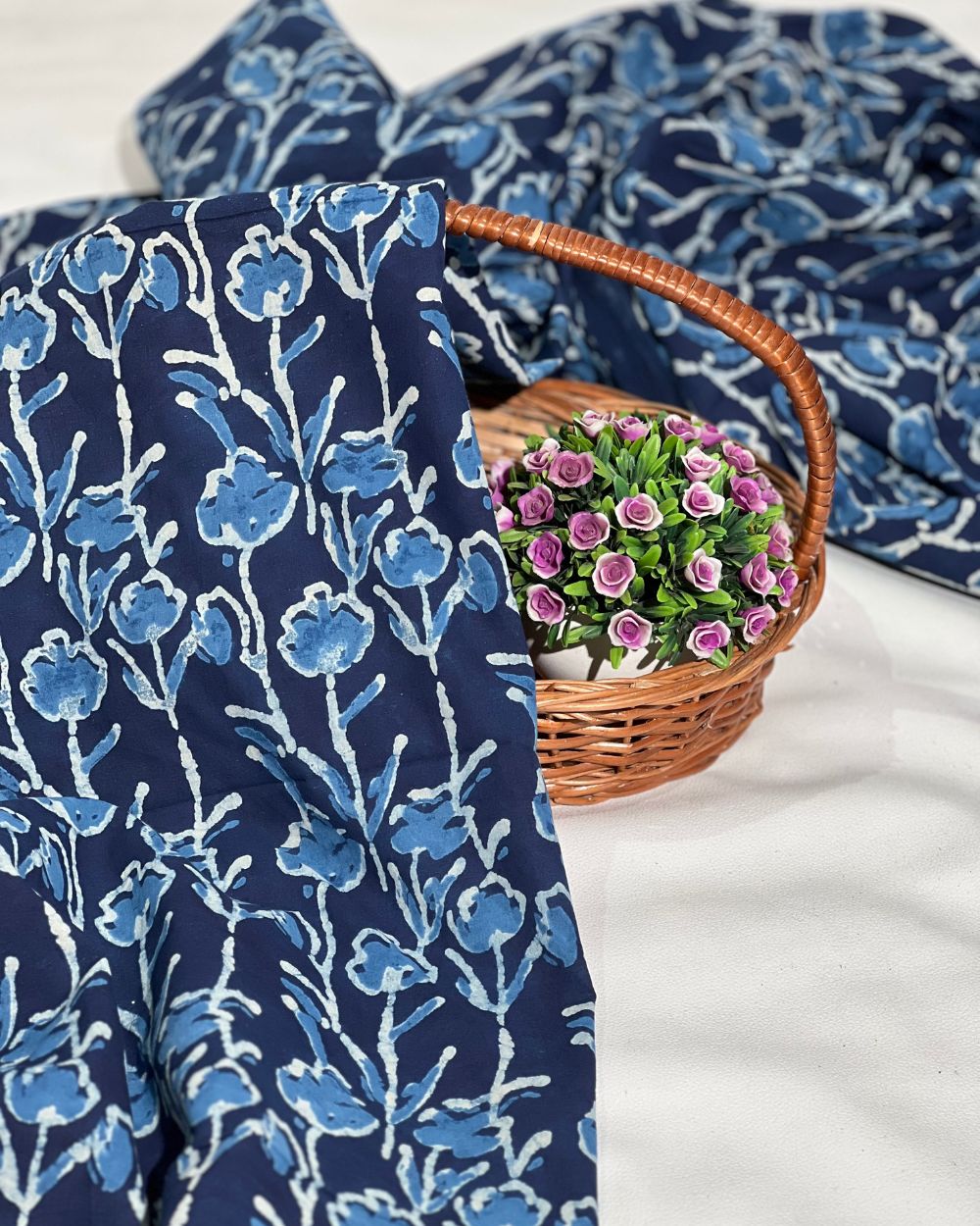 Hand Block Printed Cotton Indigo Blue Colour 44 Inches Width