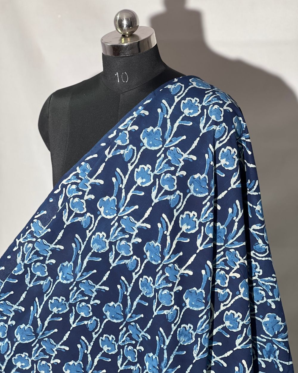 Hand Block Printed Cotton Indigo Blue Colour 44 Inches Width