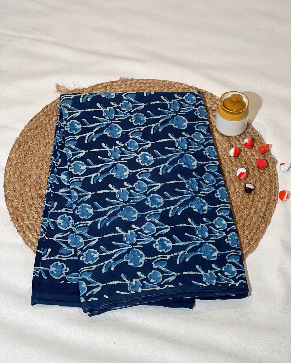 Hand Block Printed Cotton Indigo Blue Colour 44 Inches Width