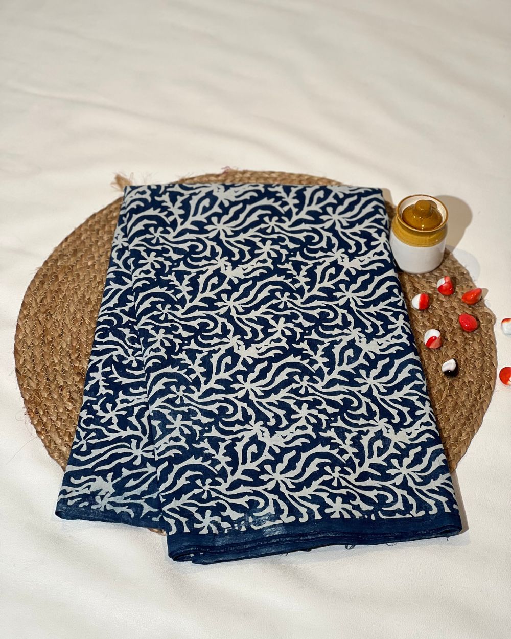 Hand Block Printed Cotton Indigo Blue Colour 44 Inches Width