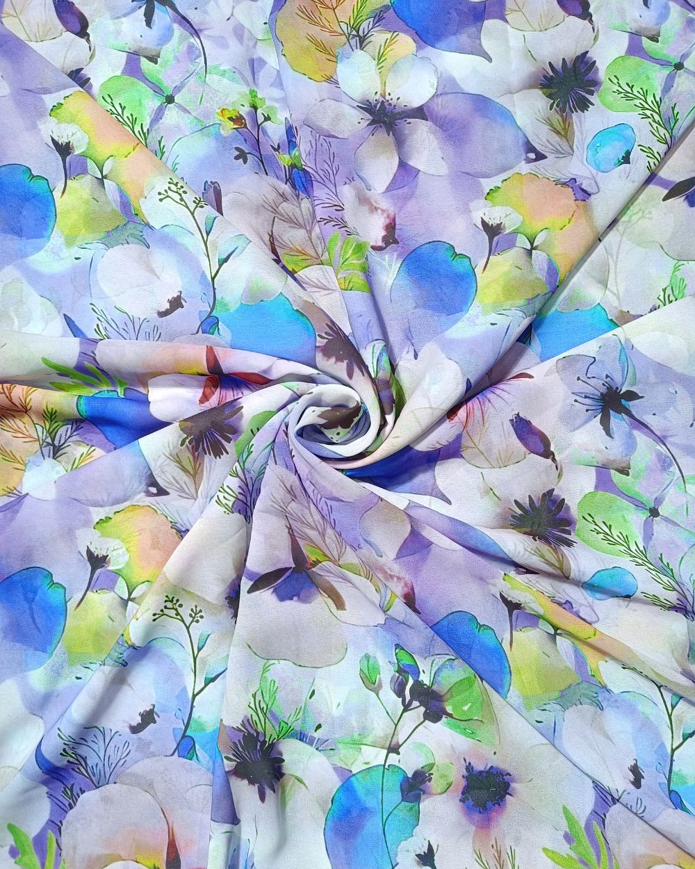 Fox Georgette Digital Print Purple Colour 48 Inches Width