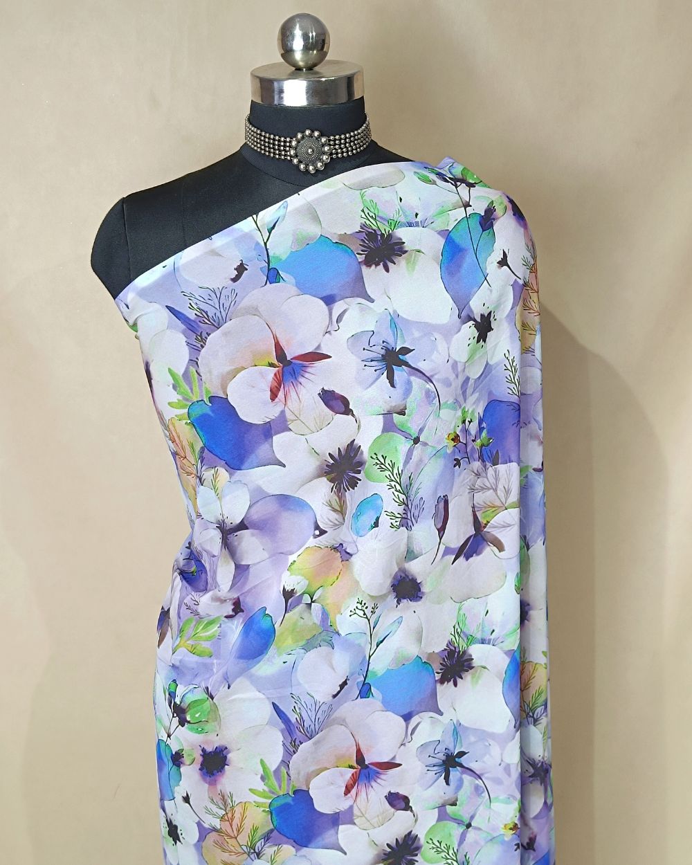 Fox Georgette Digital Print Purple Colour 48 Inches Width