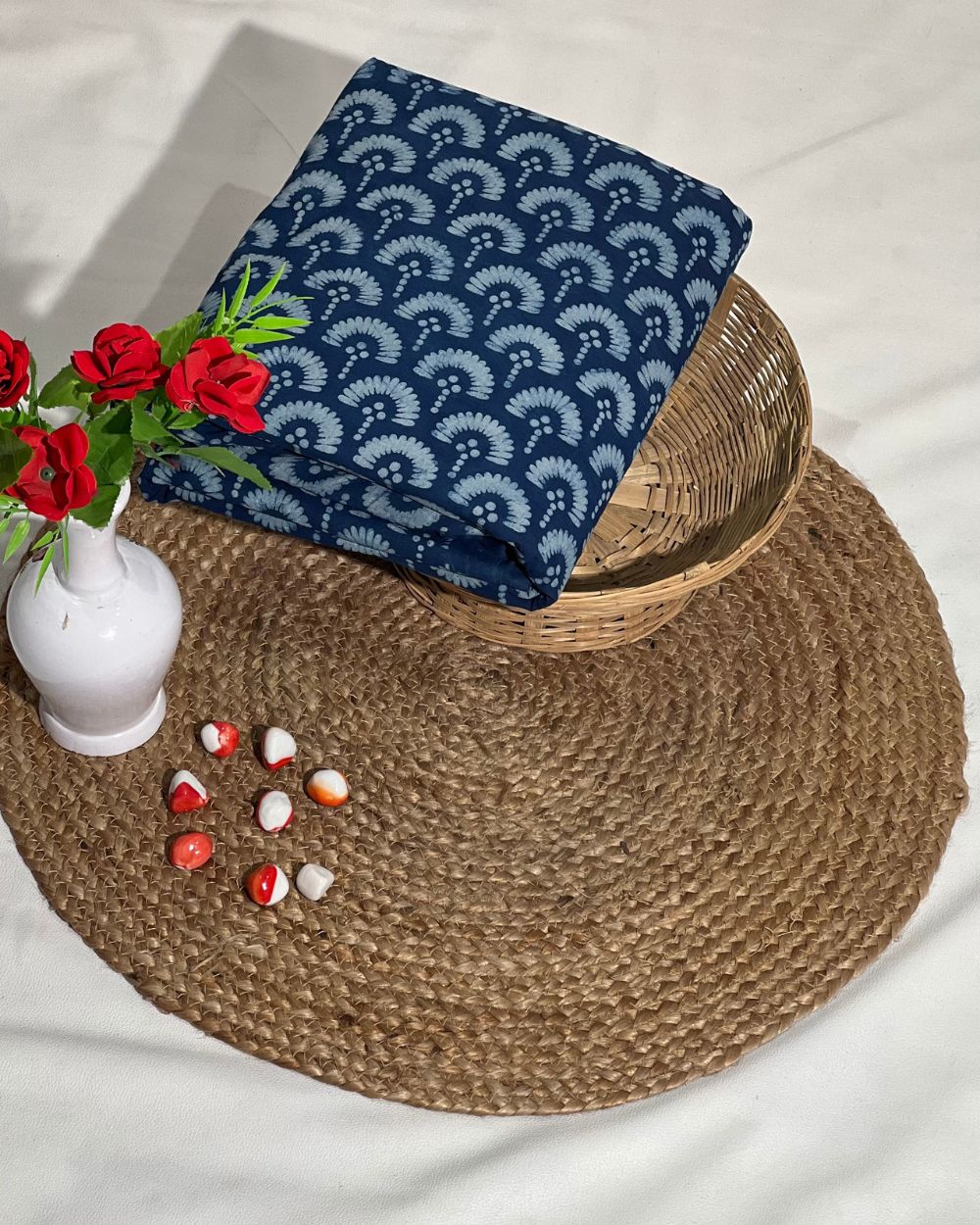 Hand Block Printed Cotton Indigo Blue Colour 44 Inches Width