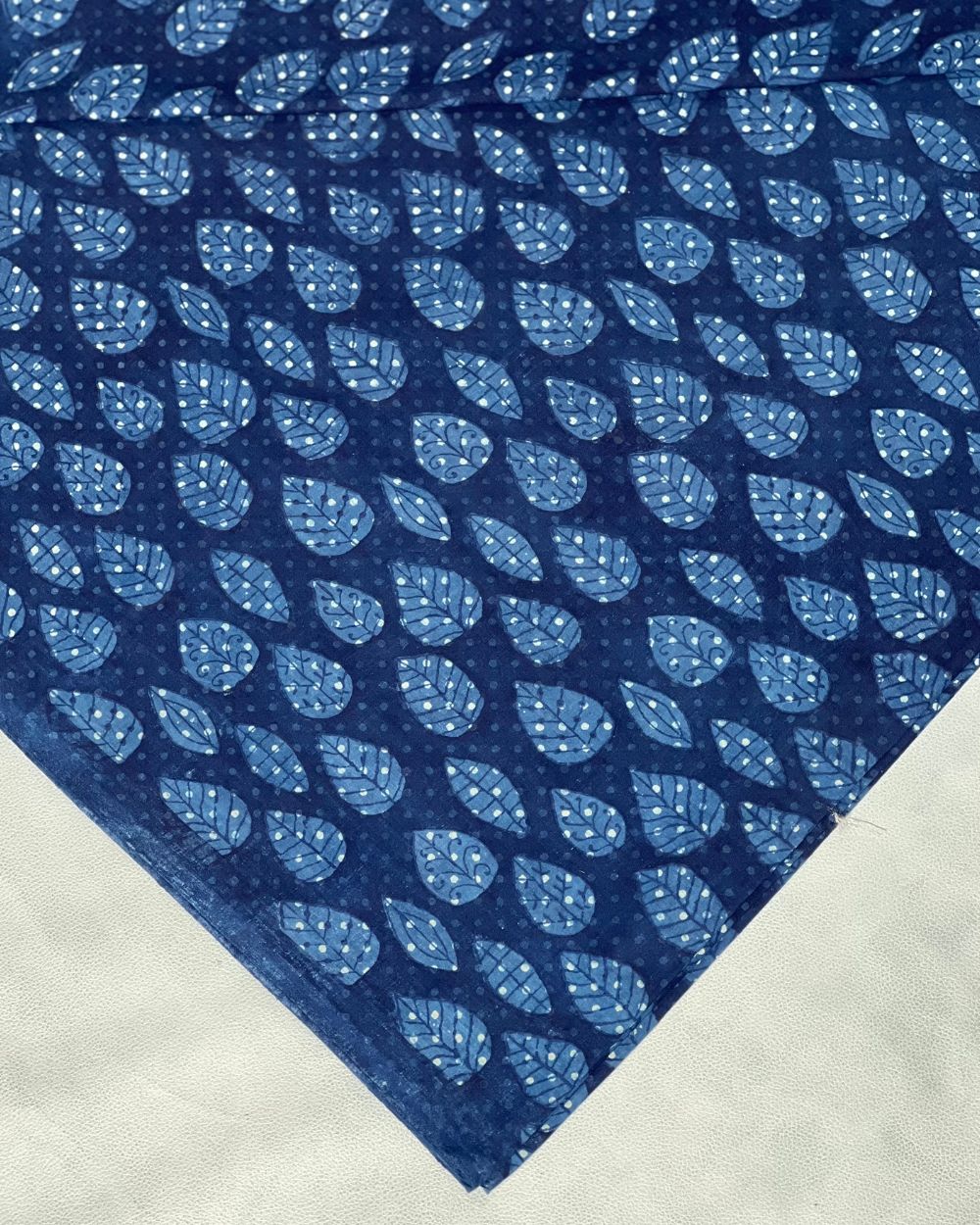 Hand Block Printed Cotton Indigo Blue Colour 44 Inches Width