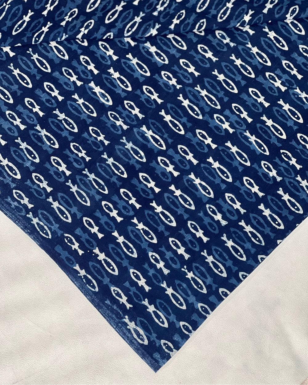 Hand Block Printed Cotton Indigo Blue Colour 44 Inches Width