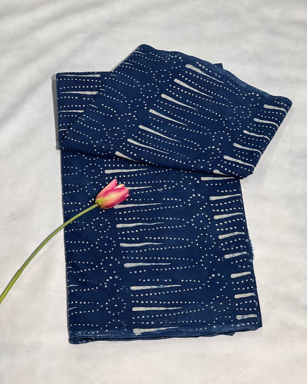 Hand Block Printed Cotton Indigo Blue Colour 44 Inches Width