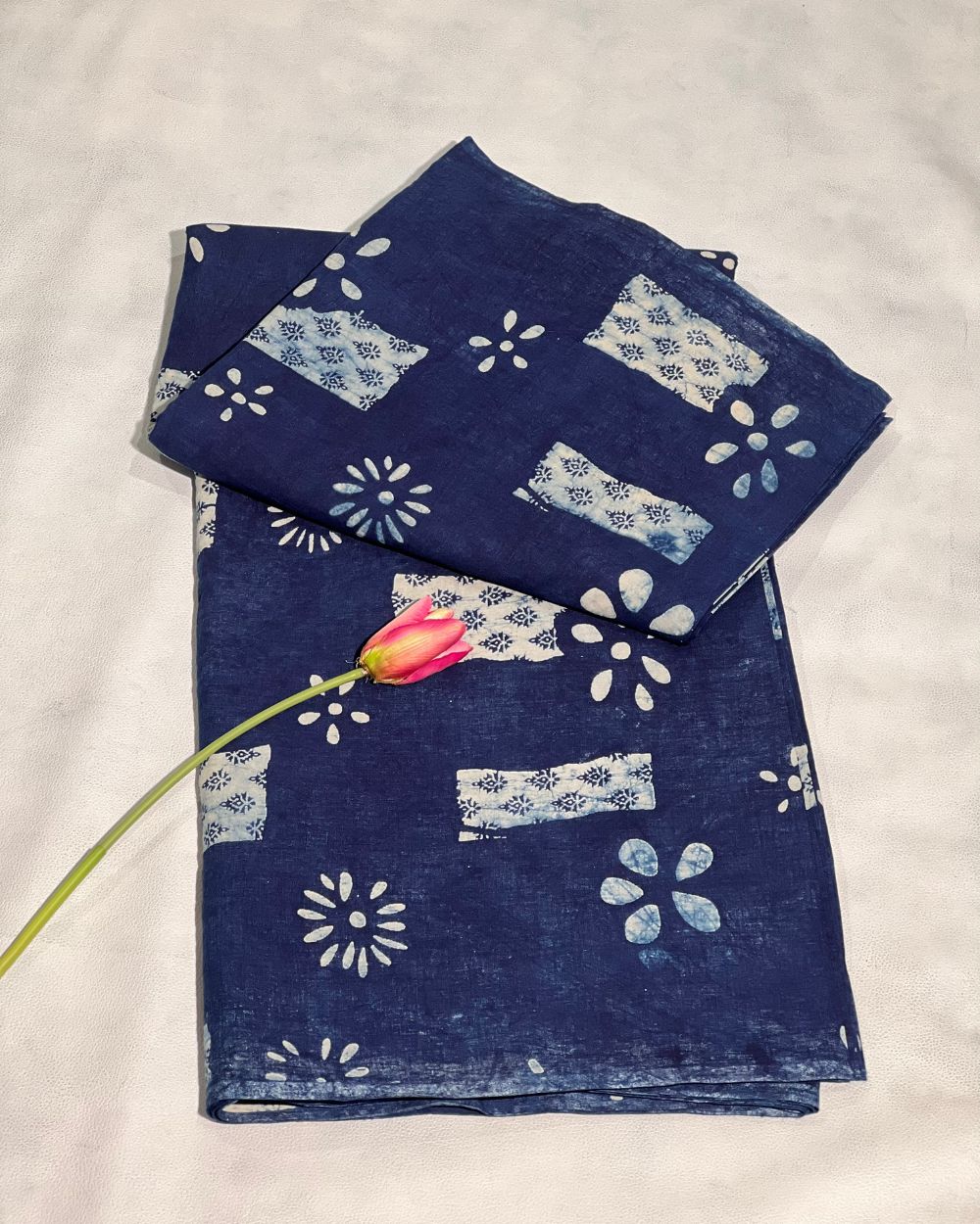 Hand Block Printed Cotton Indigo Blue Colour 44 Inches Width