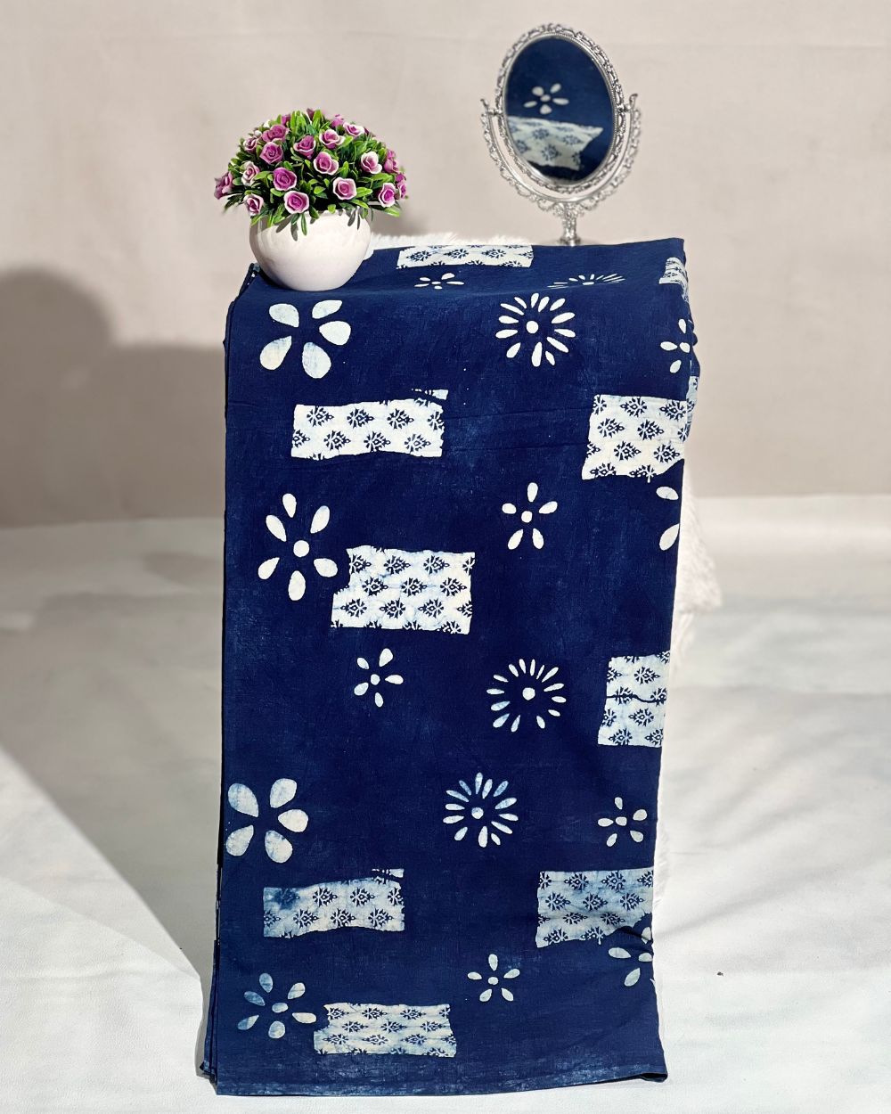 Hand Block Printed Cotton Indigo Blue Colour 44 Inches Width