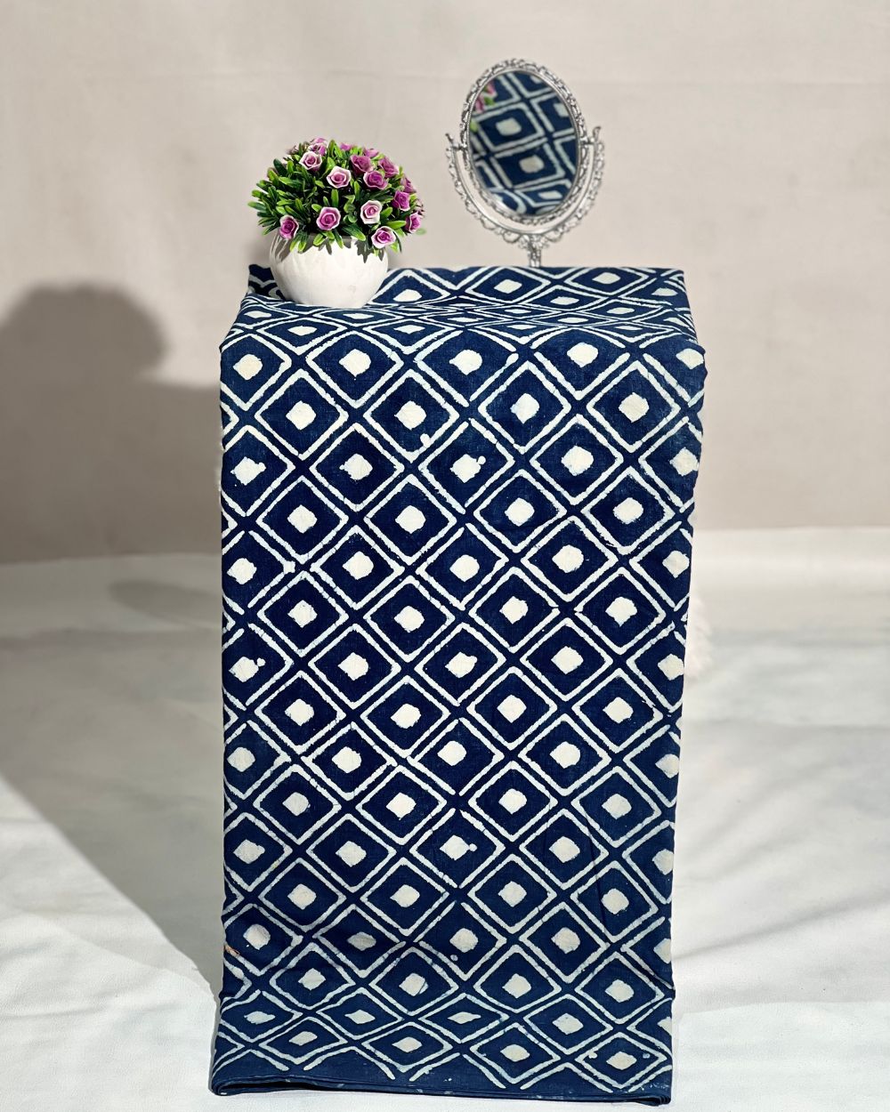 Hand Block Printed Cotton Indigo Blue Colour 44 Inches Width