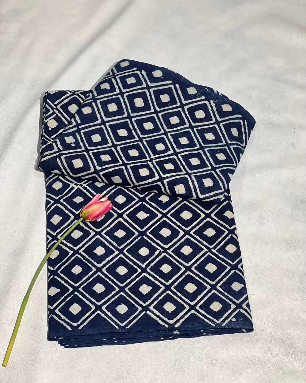 Hand Block Printed Cotton Indigo Blue Colour 44 Inches Width