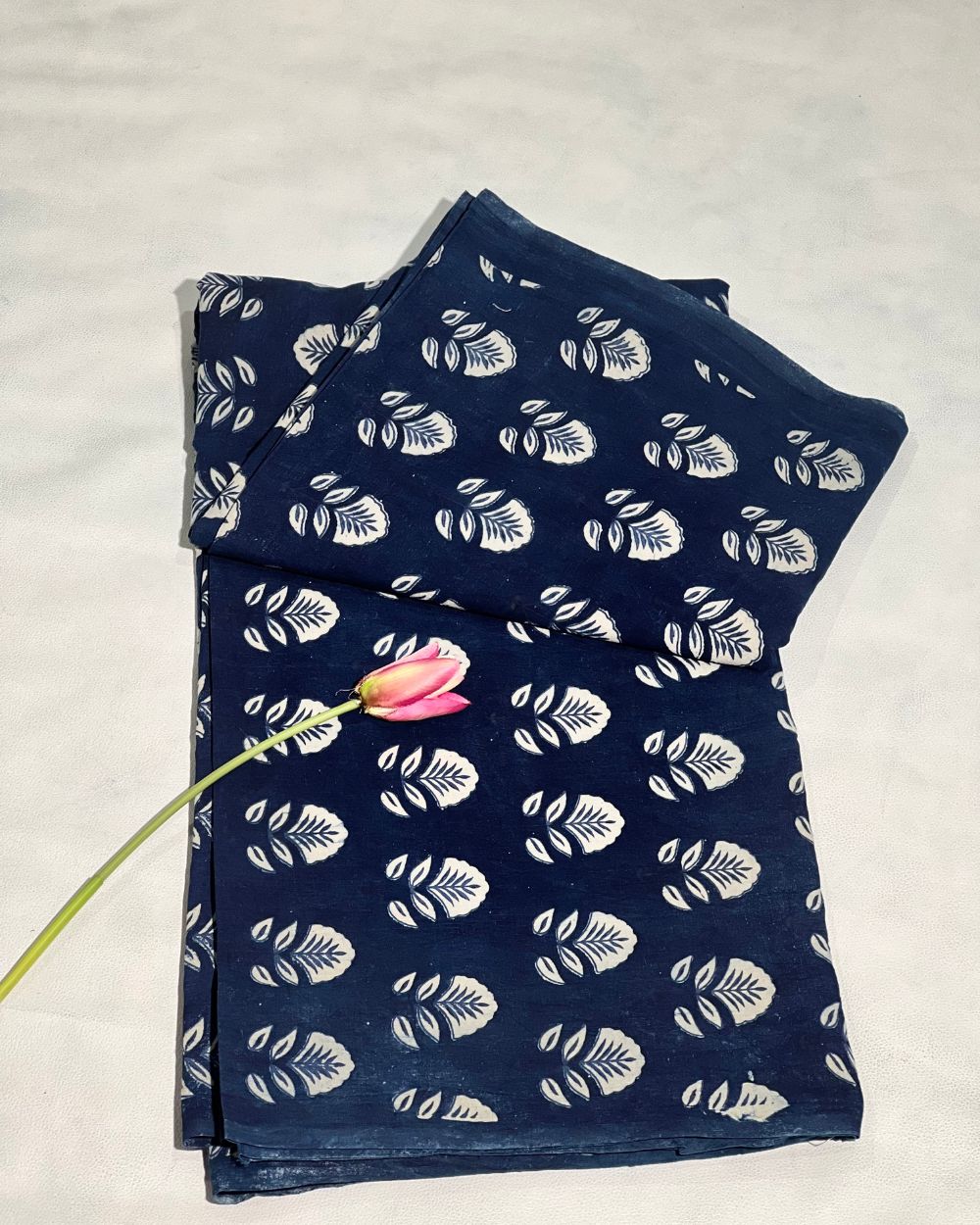 Hand Block Printed Cotton Indigo Blue Colour 44 Inches Width