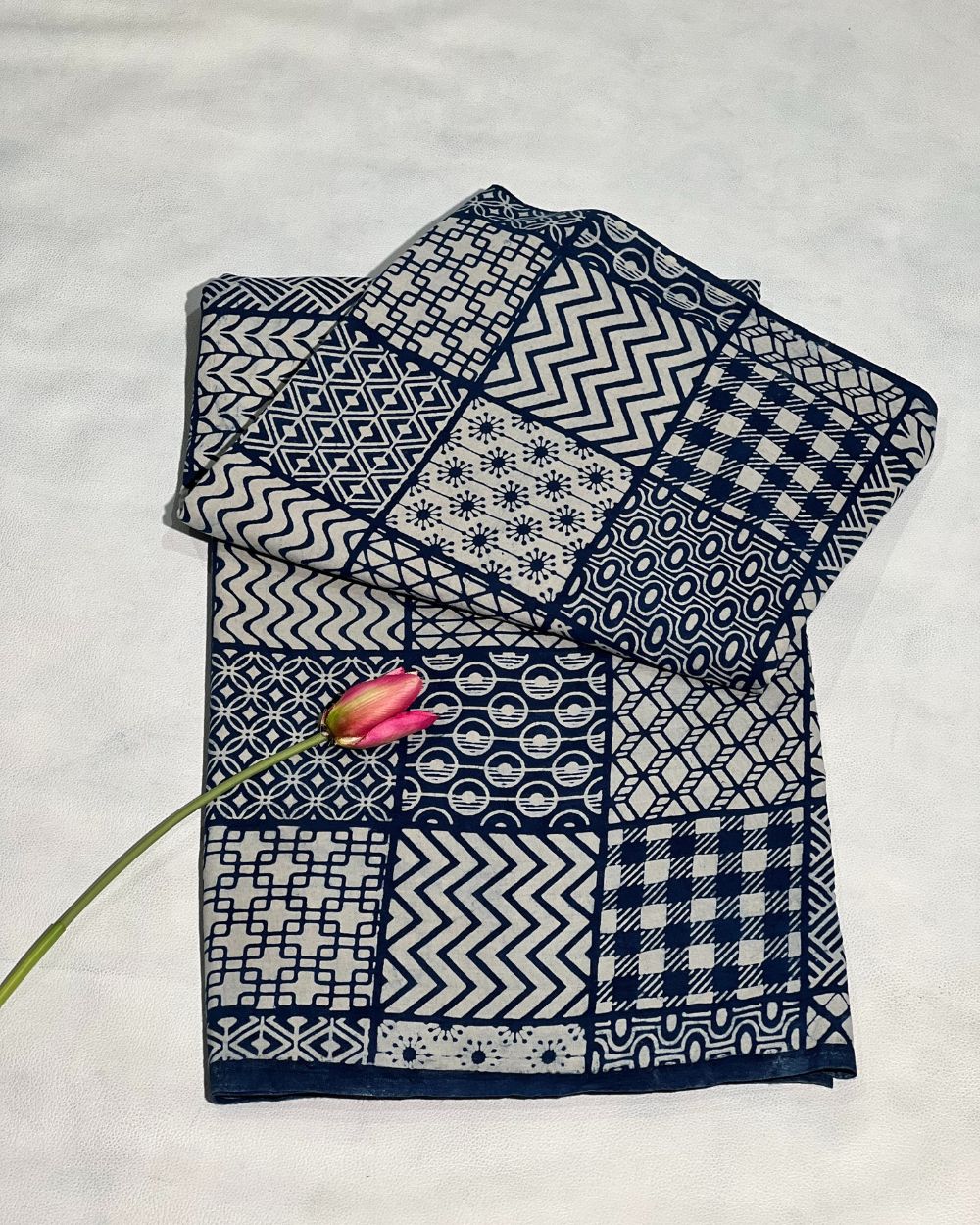 Hand Block Printed Cotton Indigo Blue Colour 44 Inches Width