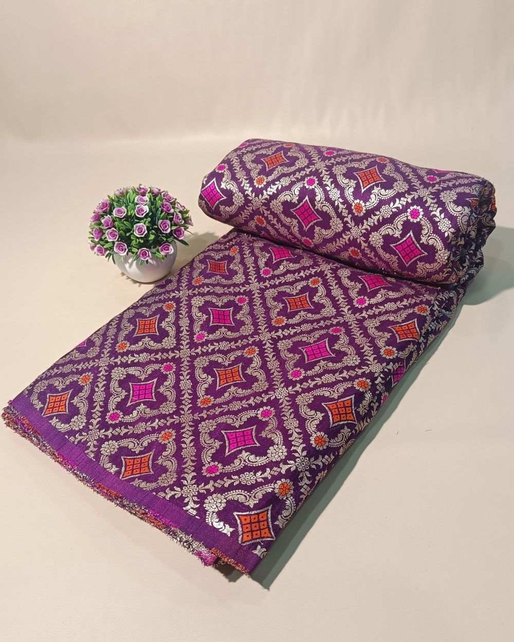 Jacquard Brocade Purple Colour 42 Inches Width