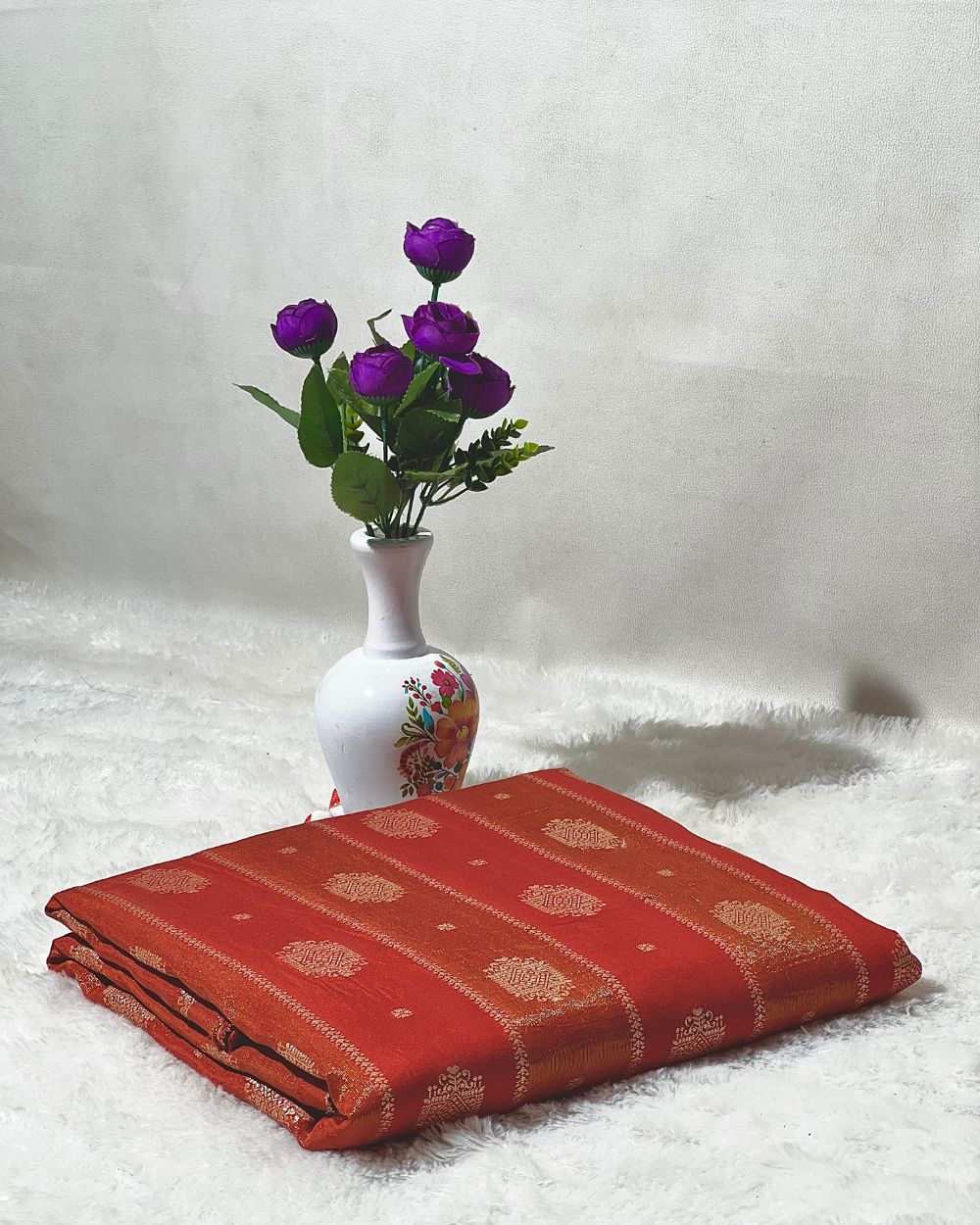 Chanderi Work Burnt Orange Colour 45 Inches Width