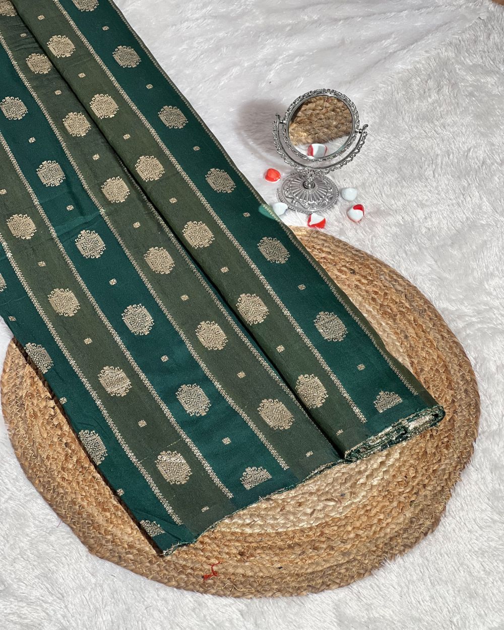 Chanderi Work Bottle Green Colour 45 Inches Width