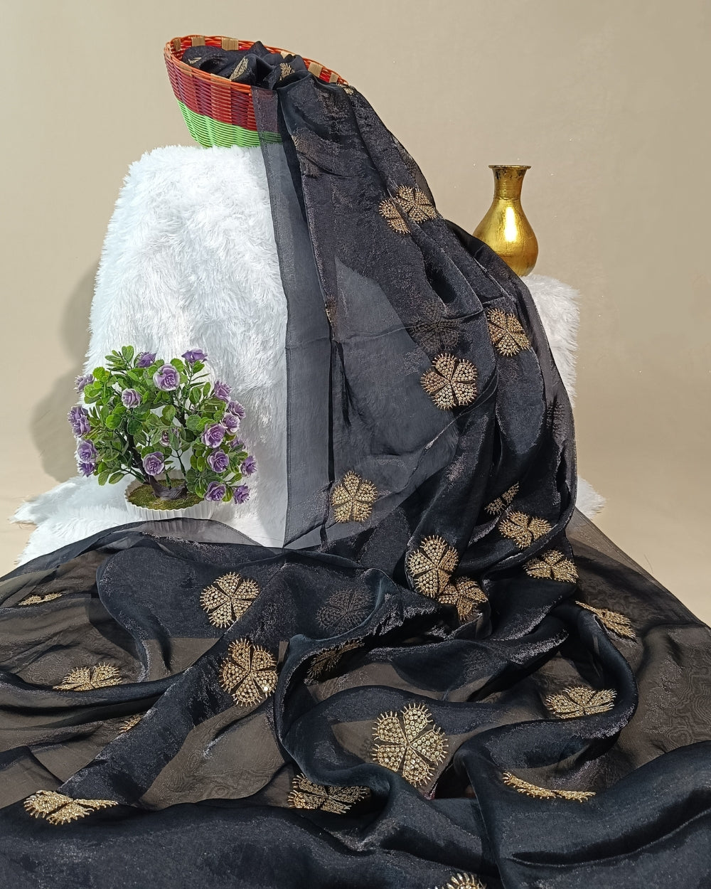 Space Silk Work Black 46 Inches Width