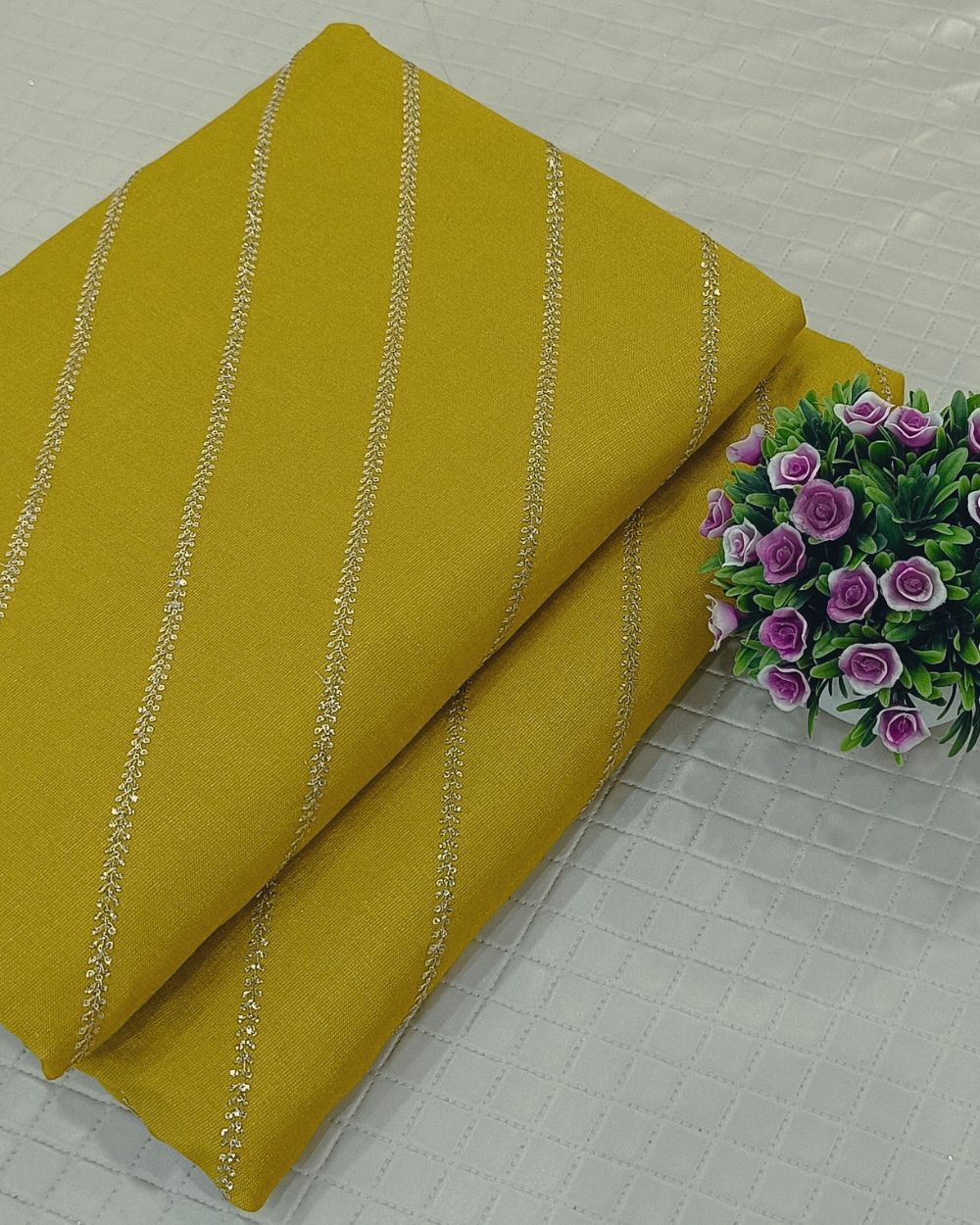 Jute Work Mustard Yellow Colour 42 Inches Width