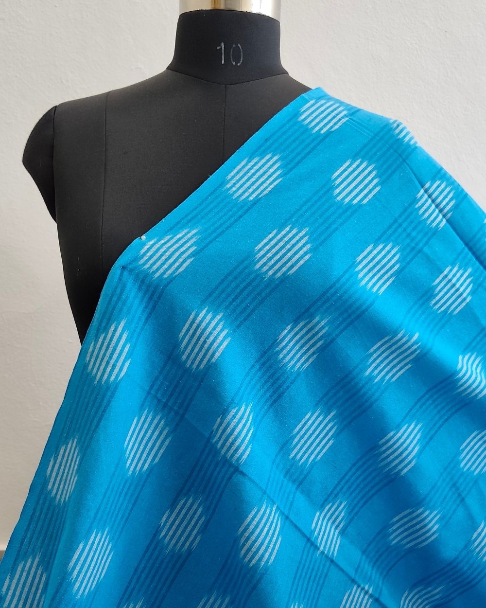 Woven Pure Cotton Ikat Sky Blue Colour 42 Inches Width