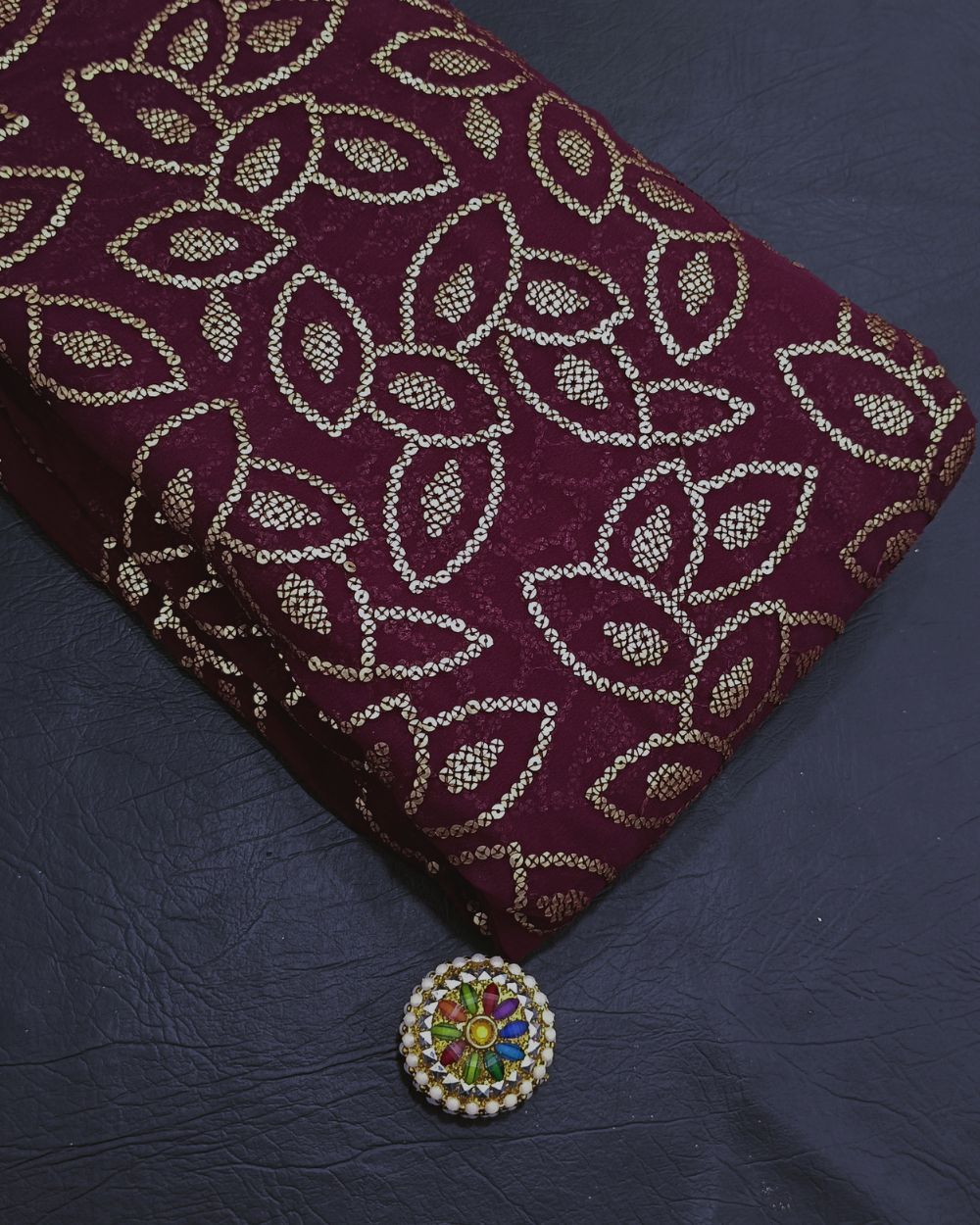 Georgette Work Maroon Colour 44 Inches Width