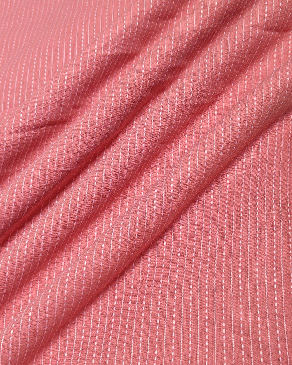 Plain Cotton Kantha Work Peach Colour 43 Inches Width