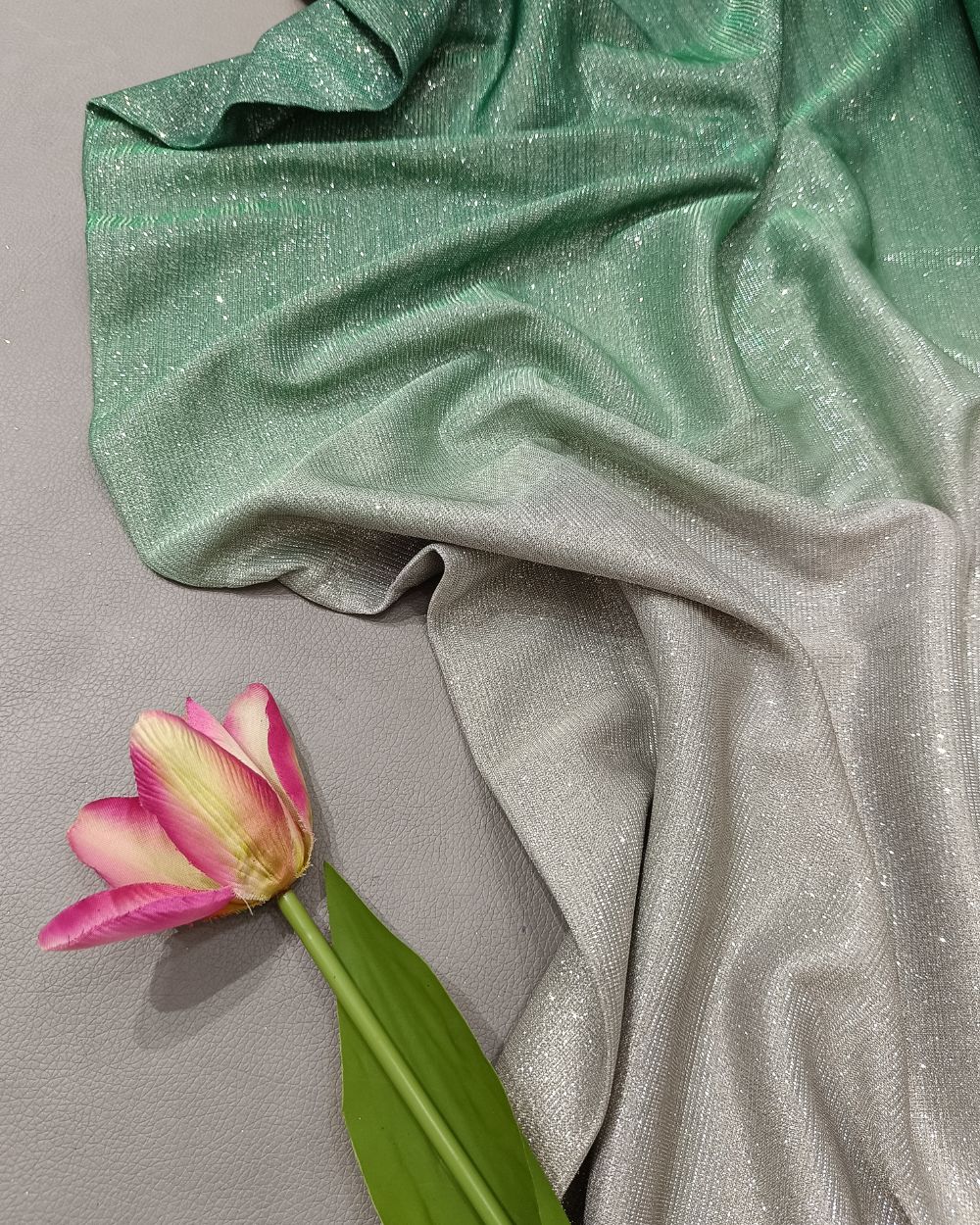Imported Sparkle Dual Tone Shaded (Grey & Pista) Colour 55 Inches Width