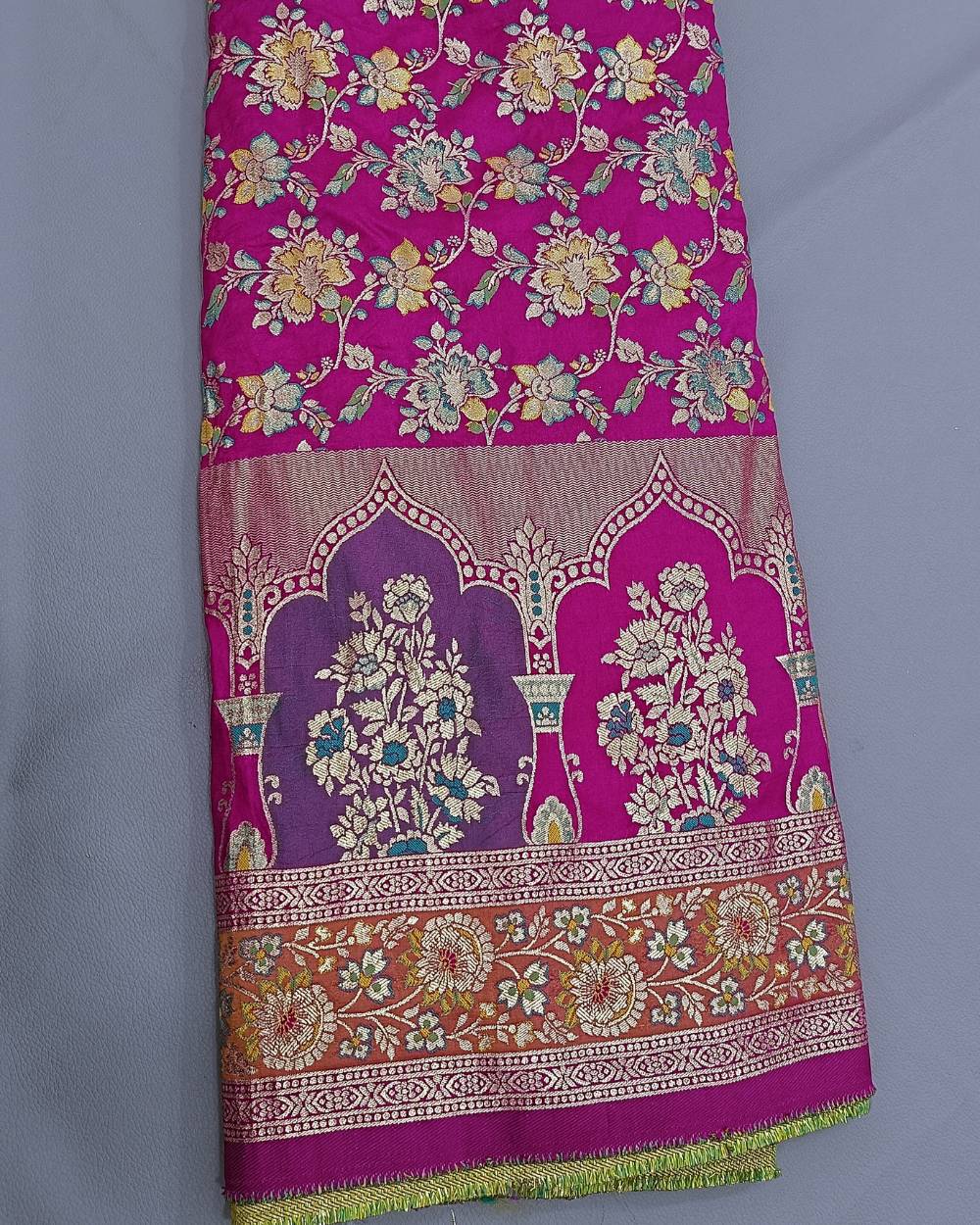 Chanderi Work with Border Rani Pink Colour 45 Inches Width