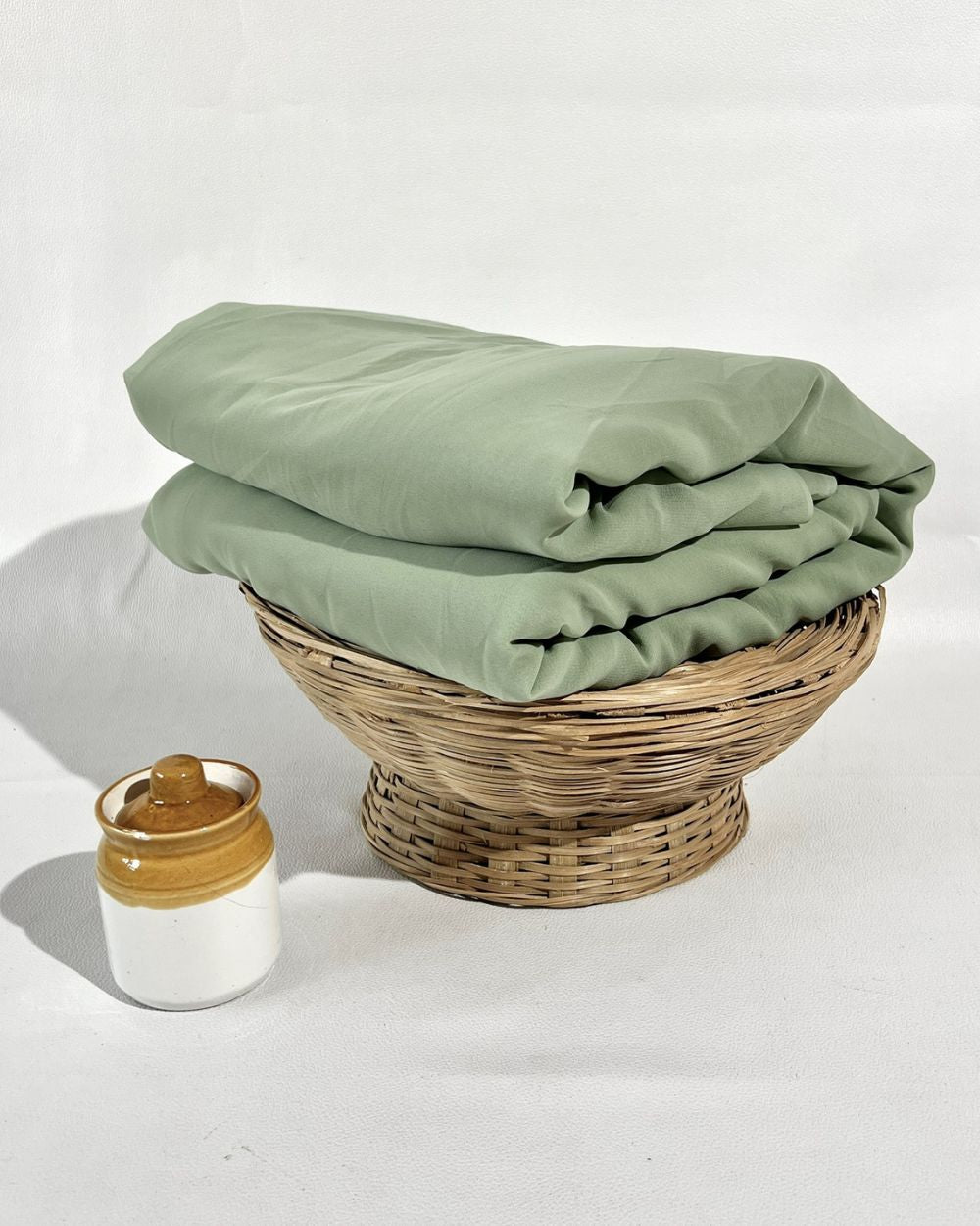 Plain Georgette Dark Pista Green Colour 44 Inches Width