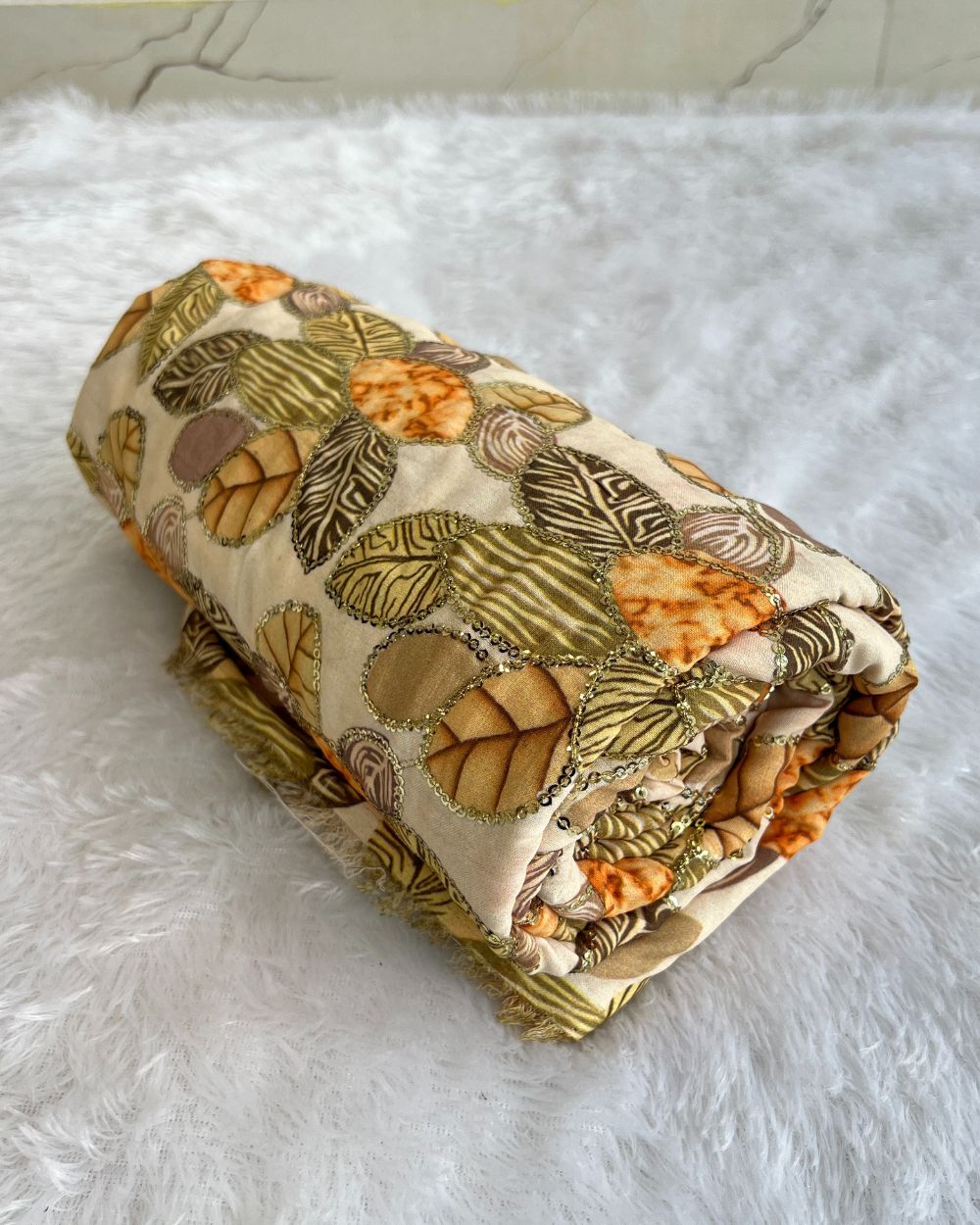 Mix Cotton Work Light Golden Colour 40 Inches Width