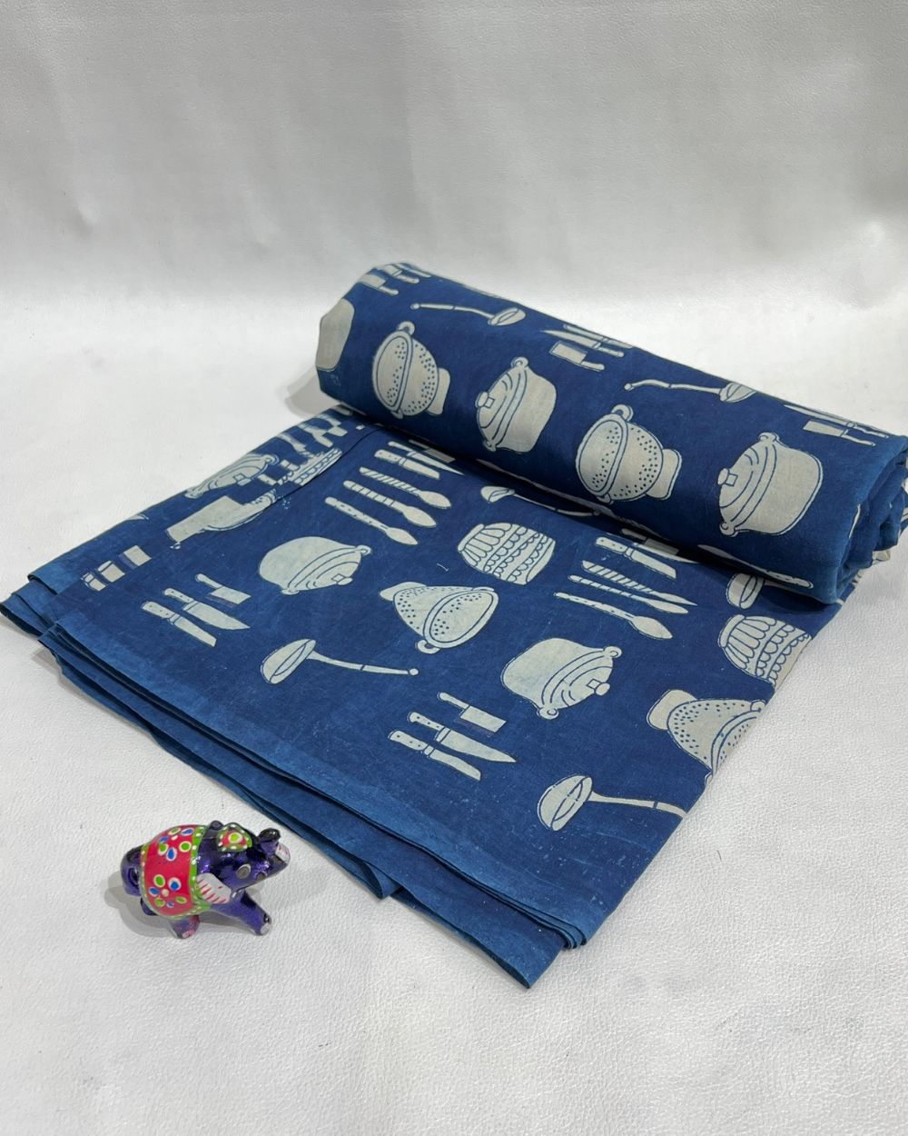 Hand Block Printed Cotton Indigo Blue Colour 44 Inches Width