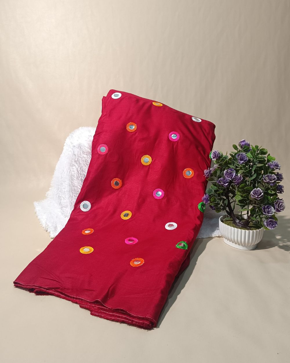 Rayon Abla Work Maroon Colour 44 inches width