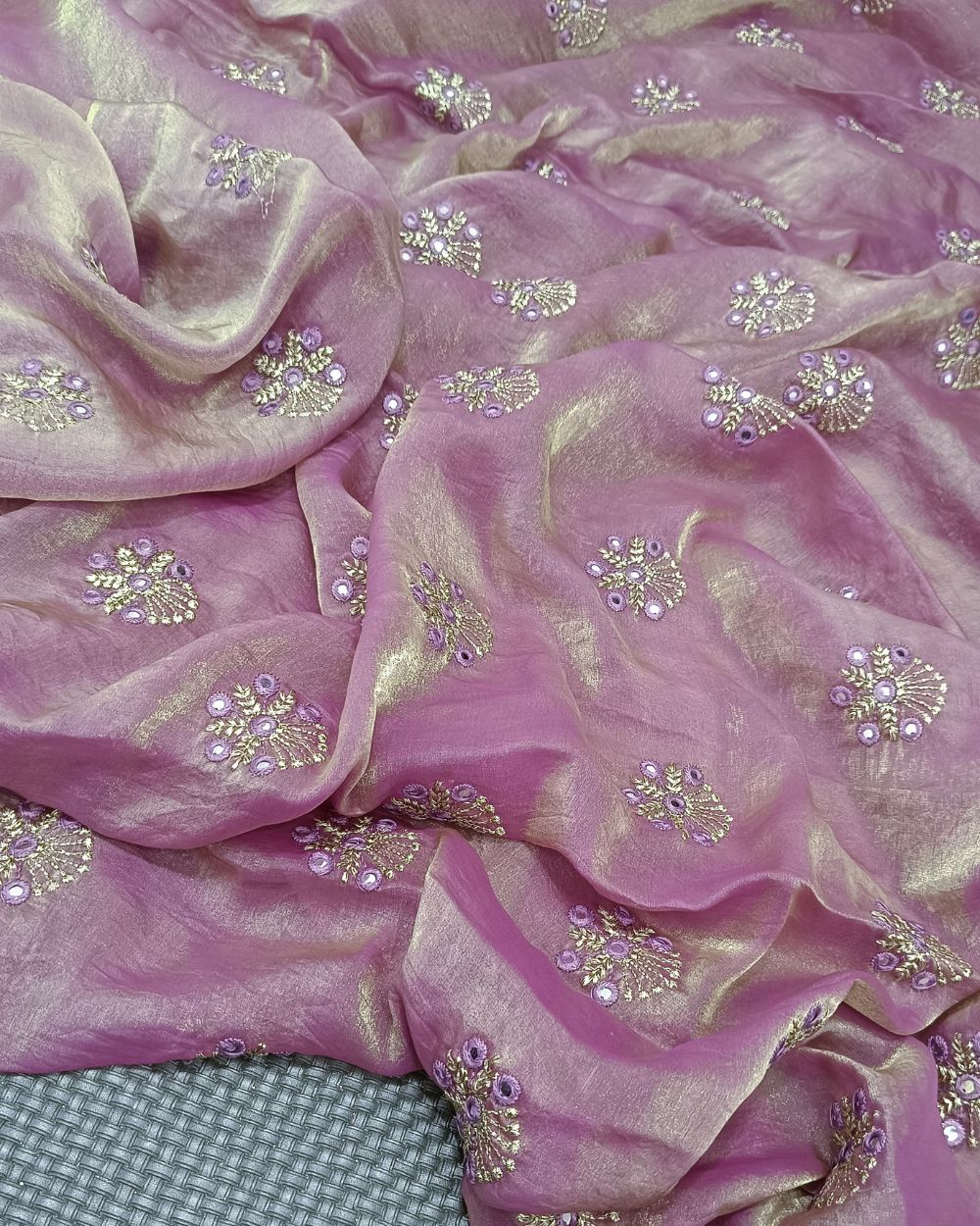 Space Silk Work Pastel Onion Pink Colour 44 Inches Width