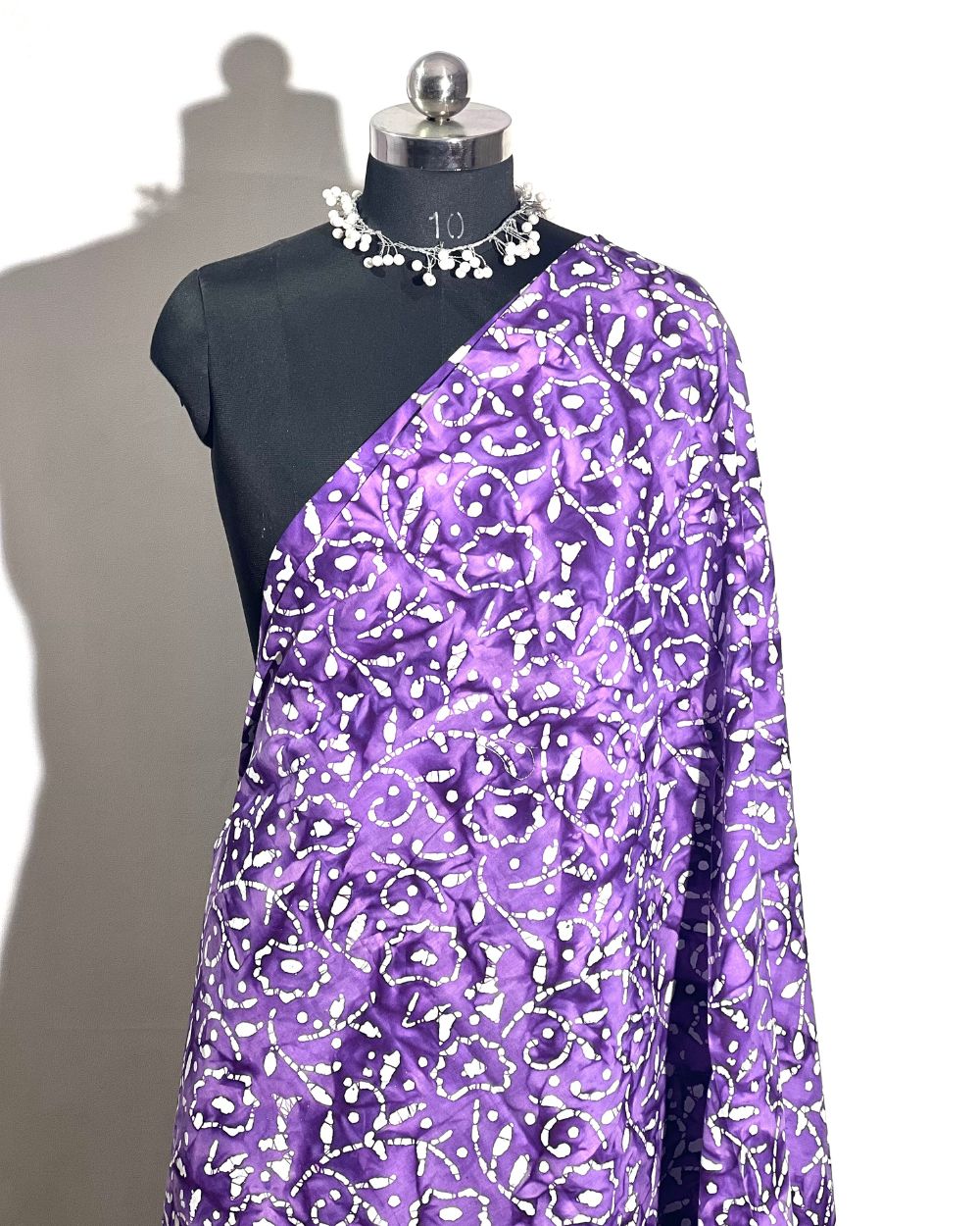 Cotton Hand Blocked Wax Batik Print Purple Colour 46 Inches Width