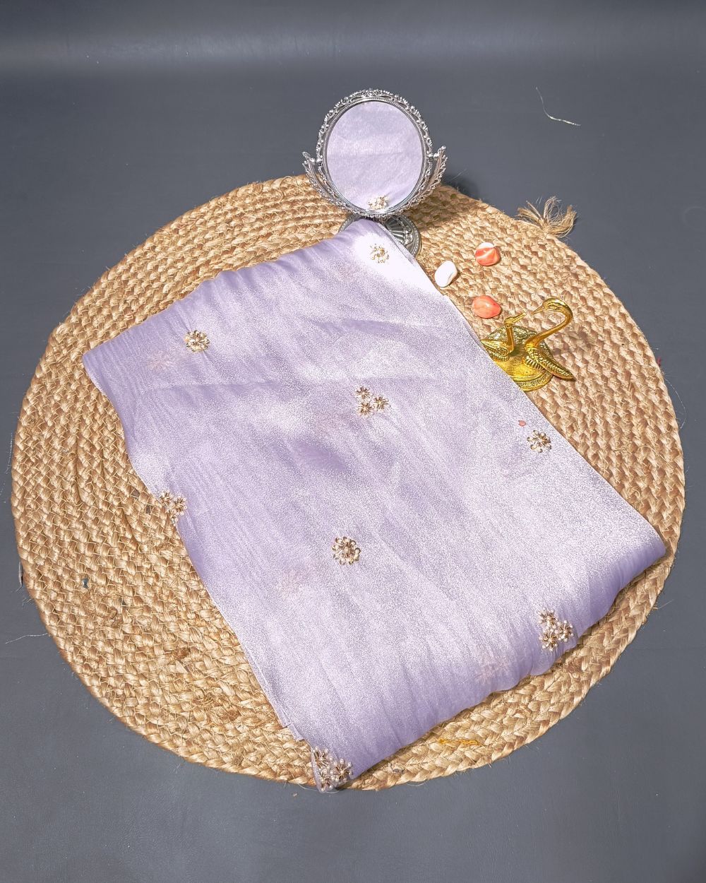 Shimmer Silk Work Lavender Colour 44 Inches Width