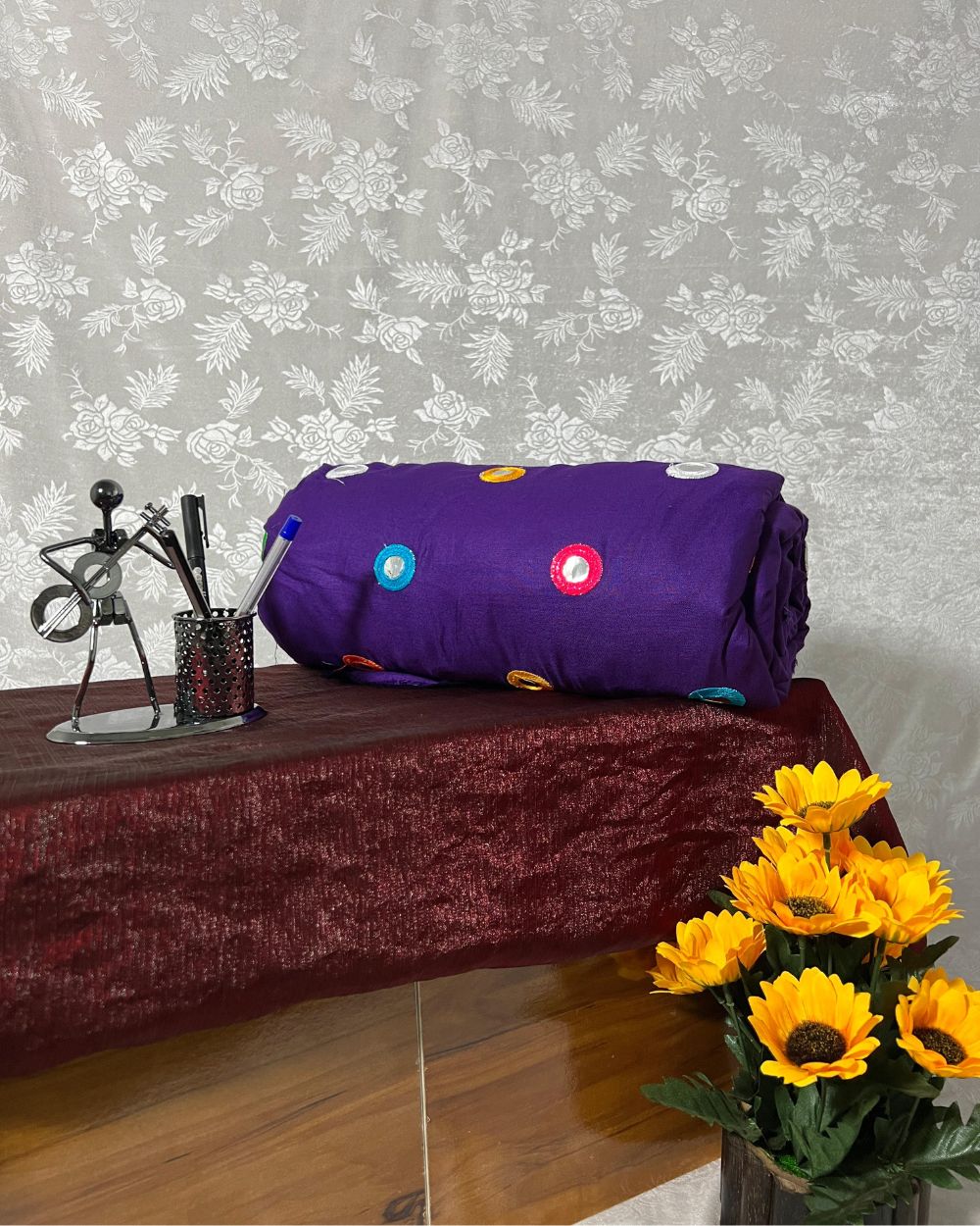 Rayon Gamthi(Rajasthani) Work Purple (Multicolor) 44 Inches Width