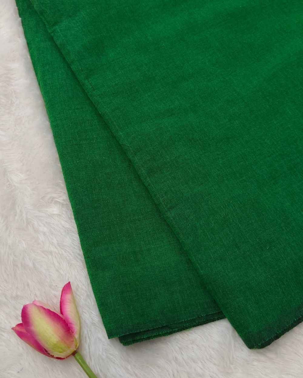 Plain Khadi Cotton Fabric Forest Green Colour 45 Inches Width