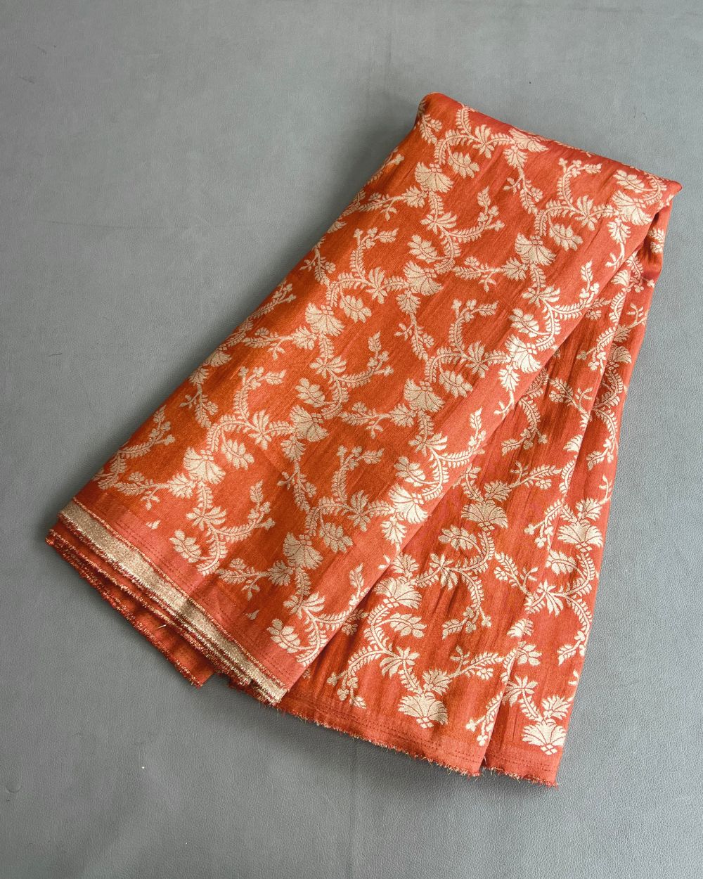 Cosmos Zari Work Orange Colour 45 Inches Width