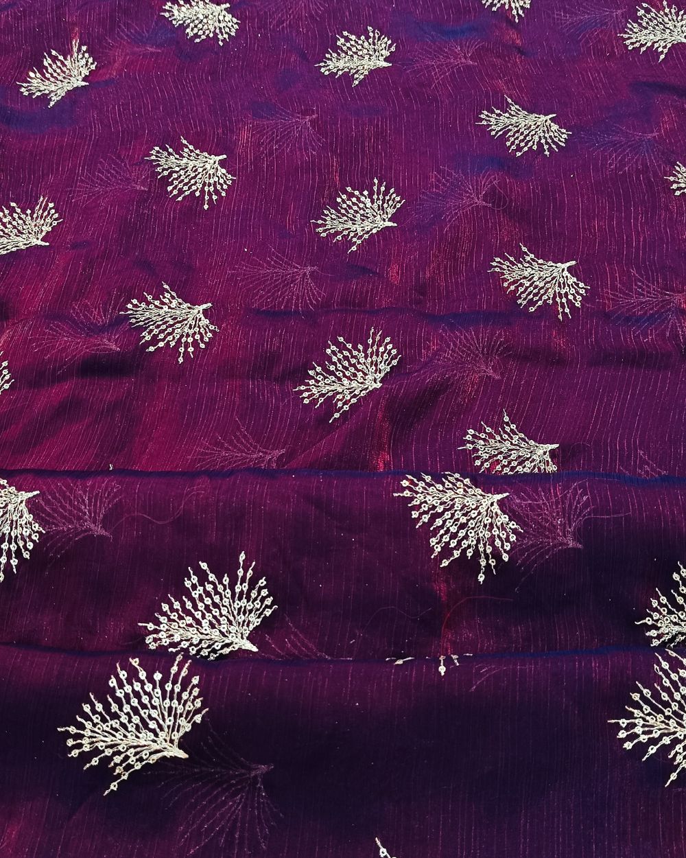 Space Silk Work Dark Purple Colour 46 Inches Width