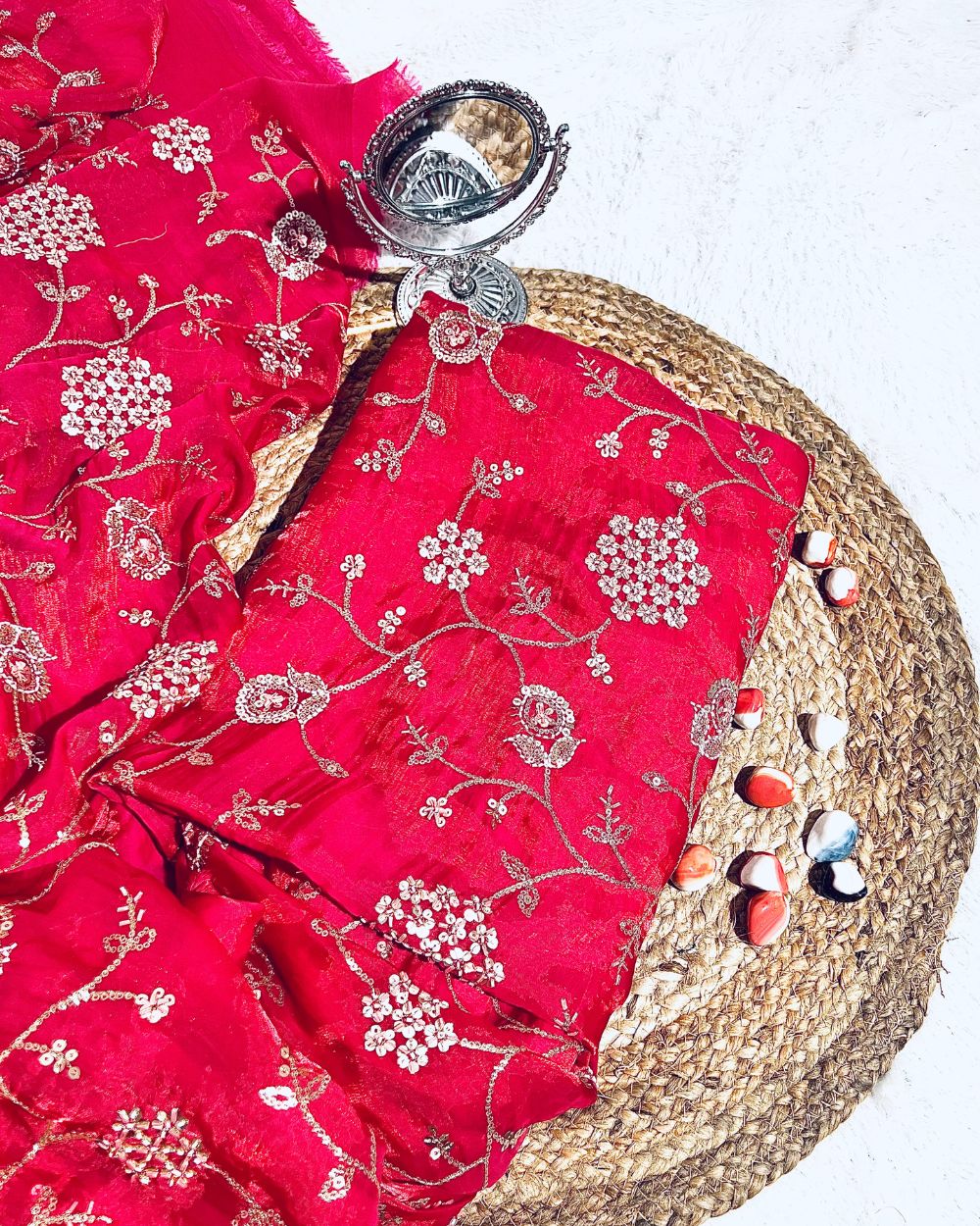 Space Silk Work Raspberry Pink Colour 45 Inches Width