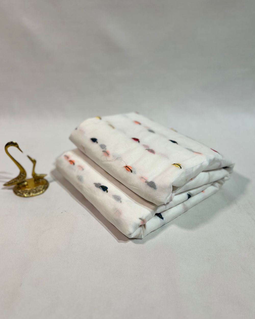 Mal Cotton with Thread Work White Colour 42 Inches Width