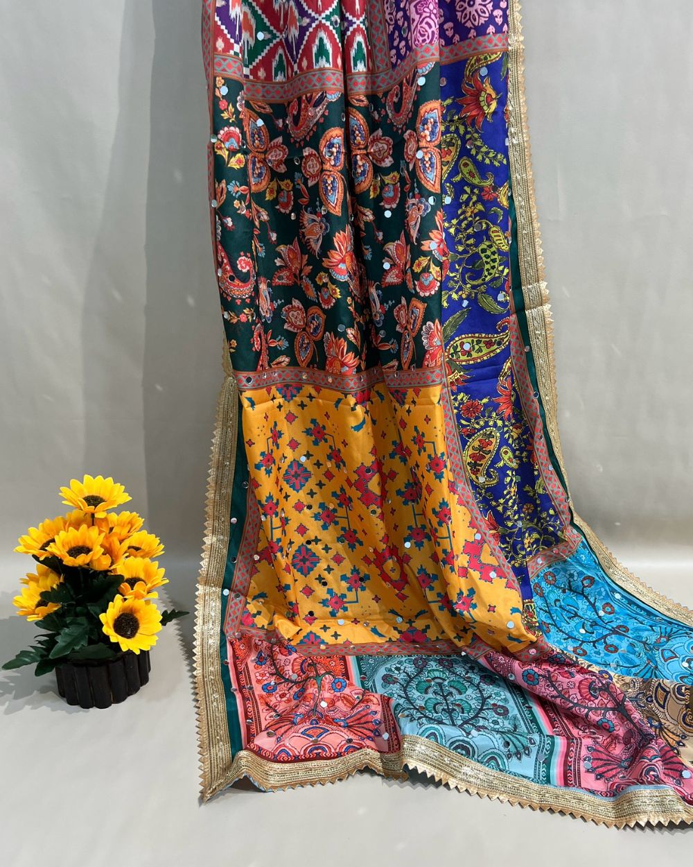 Chinnon Abla Work Dupatta Multicolor 42 Inches Width