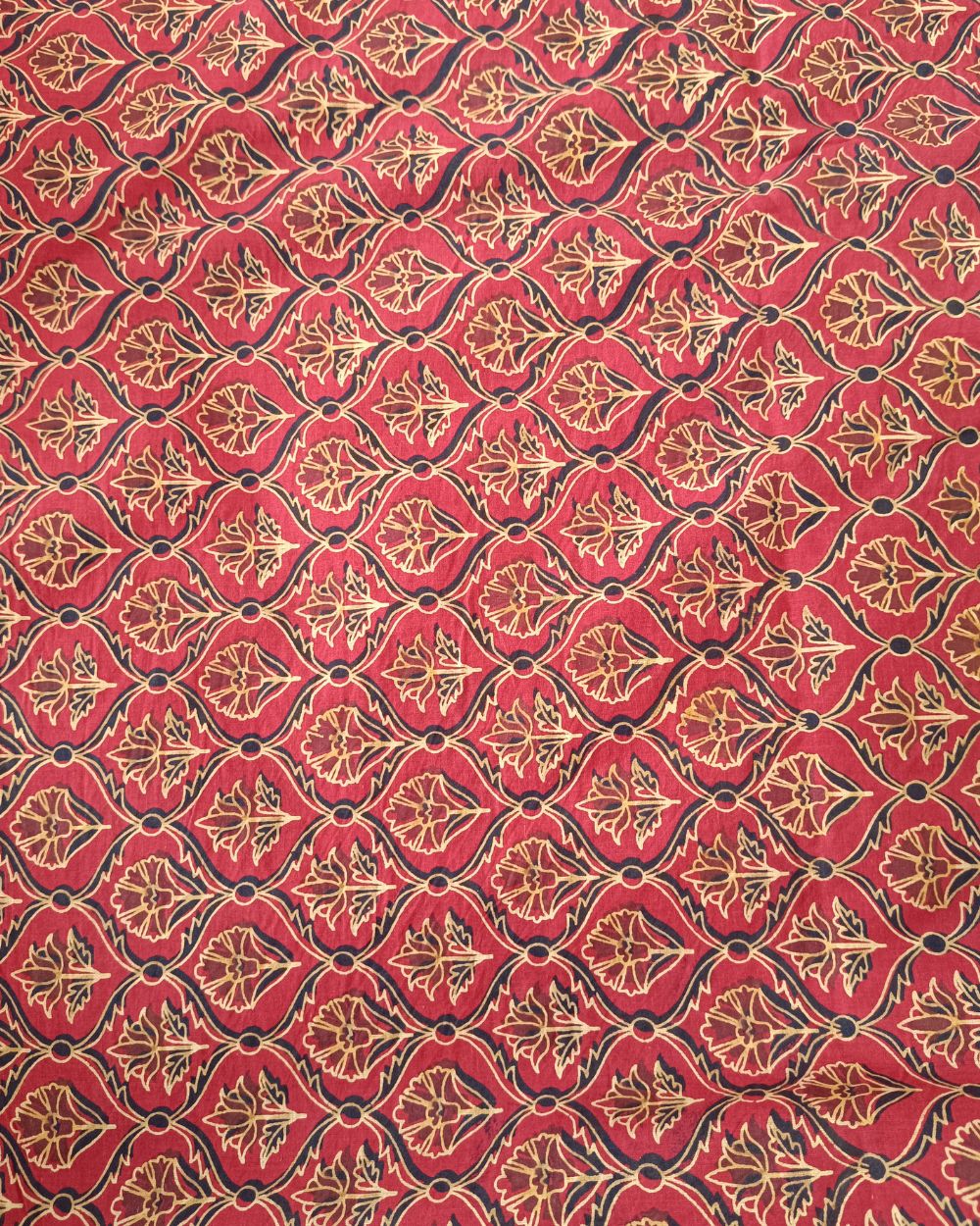 Ajrakh Cotton Natural Dye Block Printed Red Colour 44 Inches Width