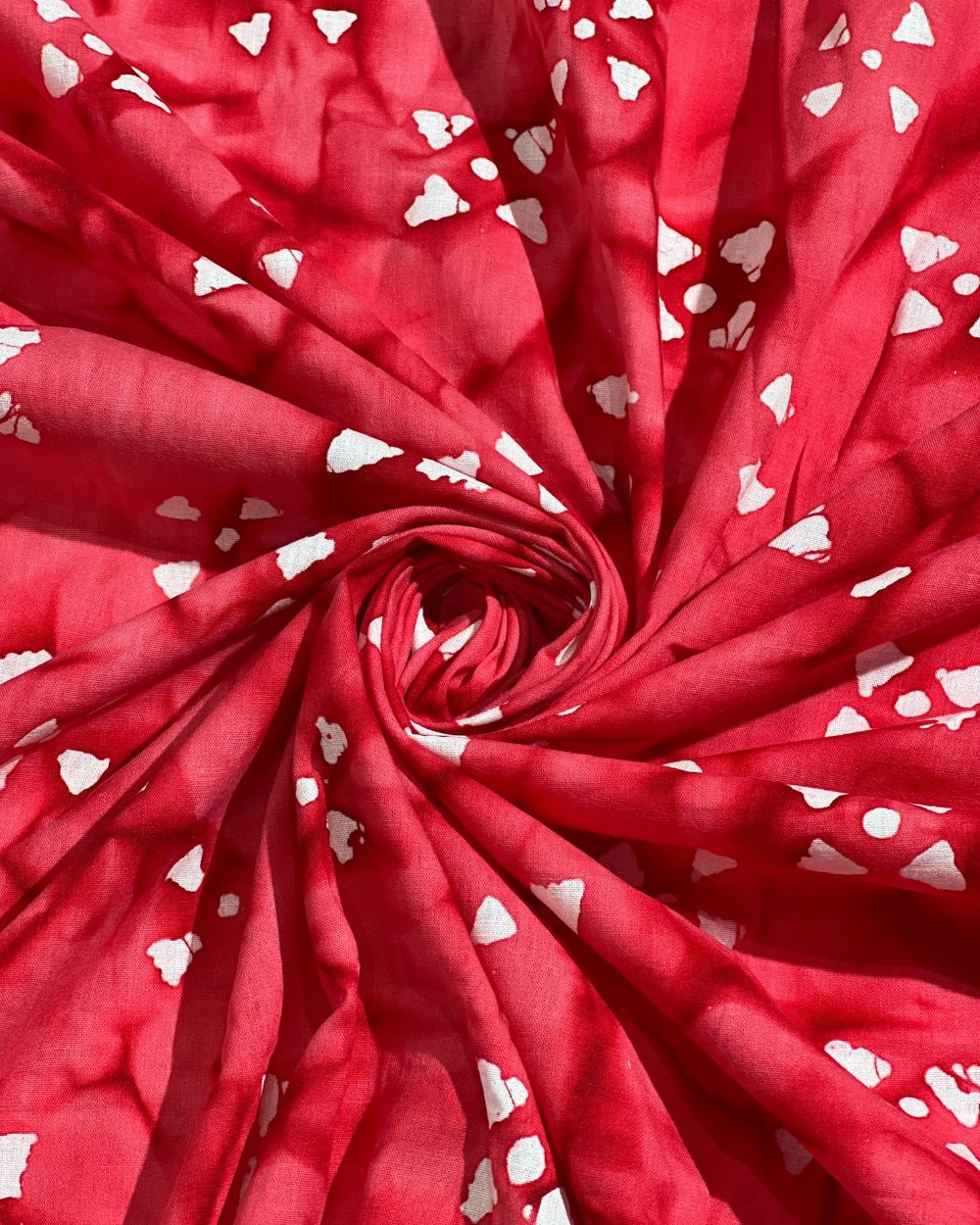 Cotton Hand Blocked Wax Batik Print Peach Colour 45 Inches Width