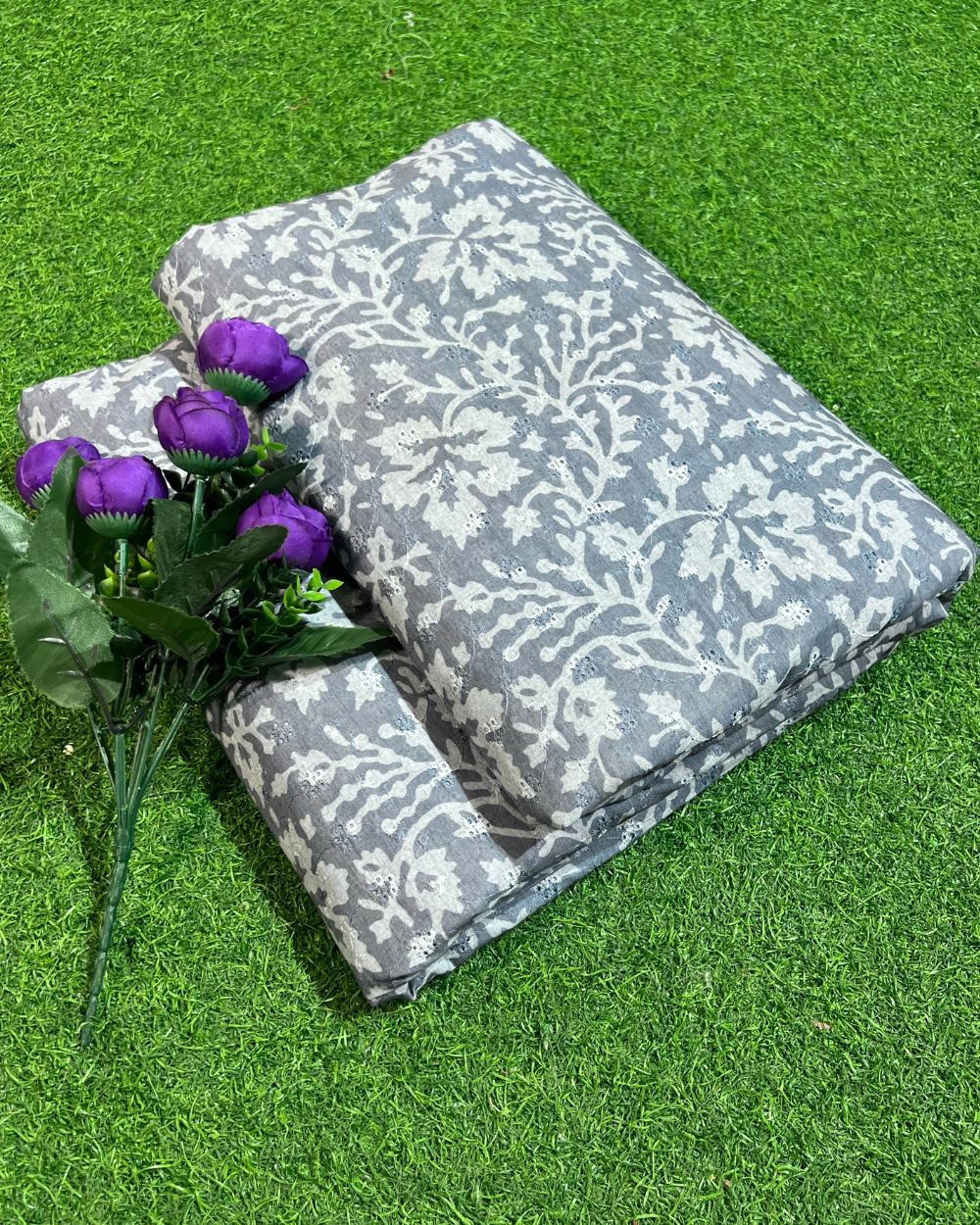 Printed Hakoba Cotton Grey Colour 46 Inches Width